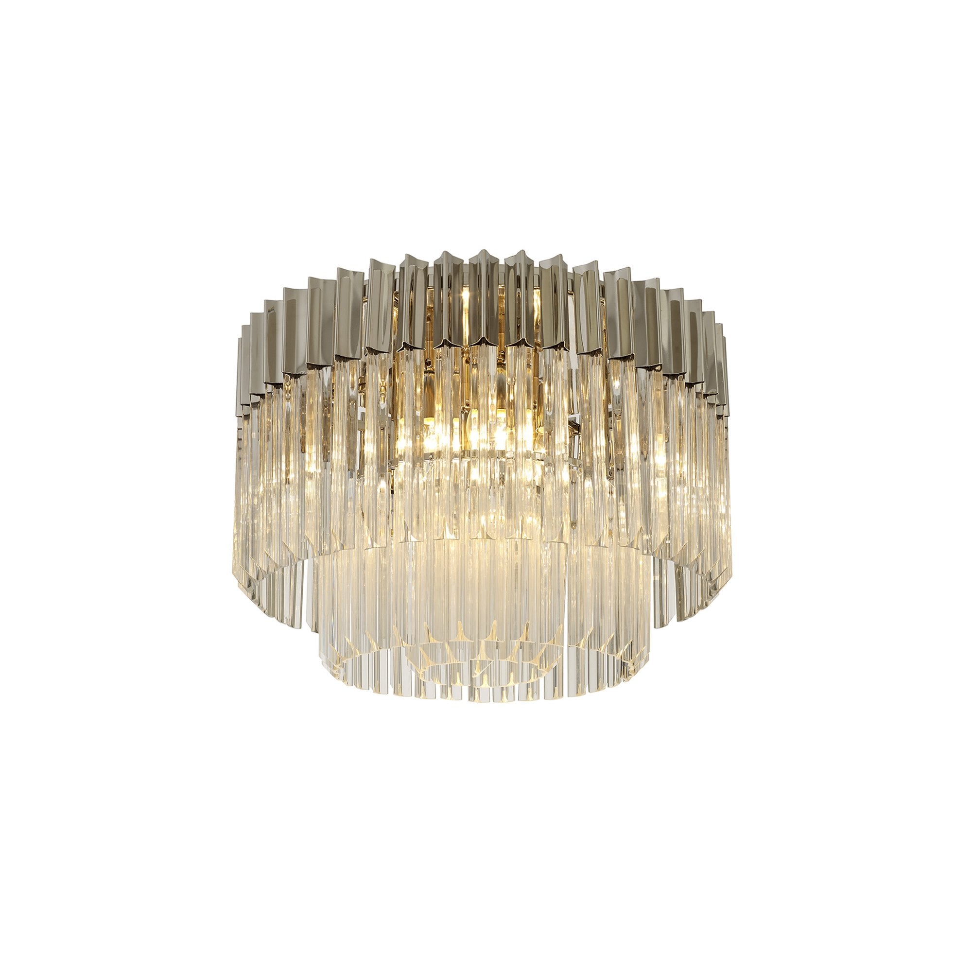 Donard Polished Nickel 7 Light Flush Fitting with Clear Glass