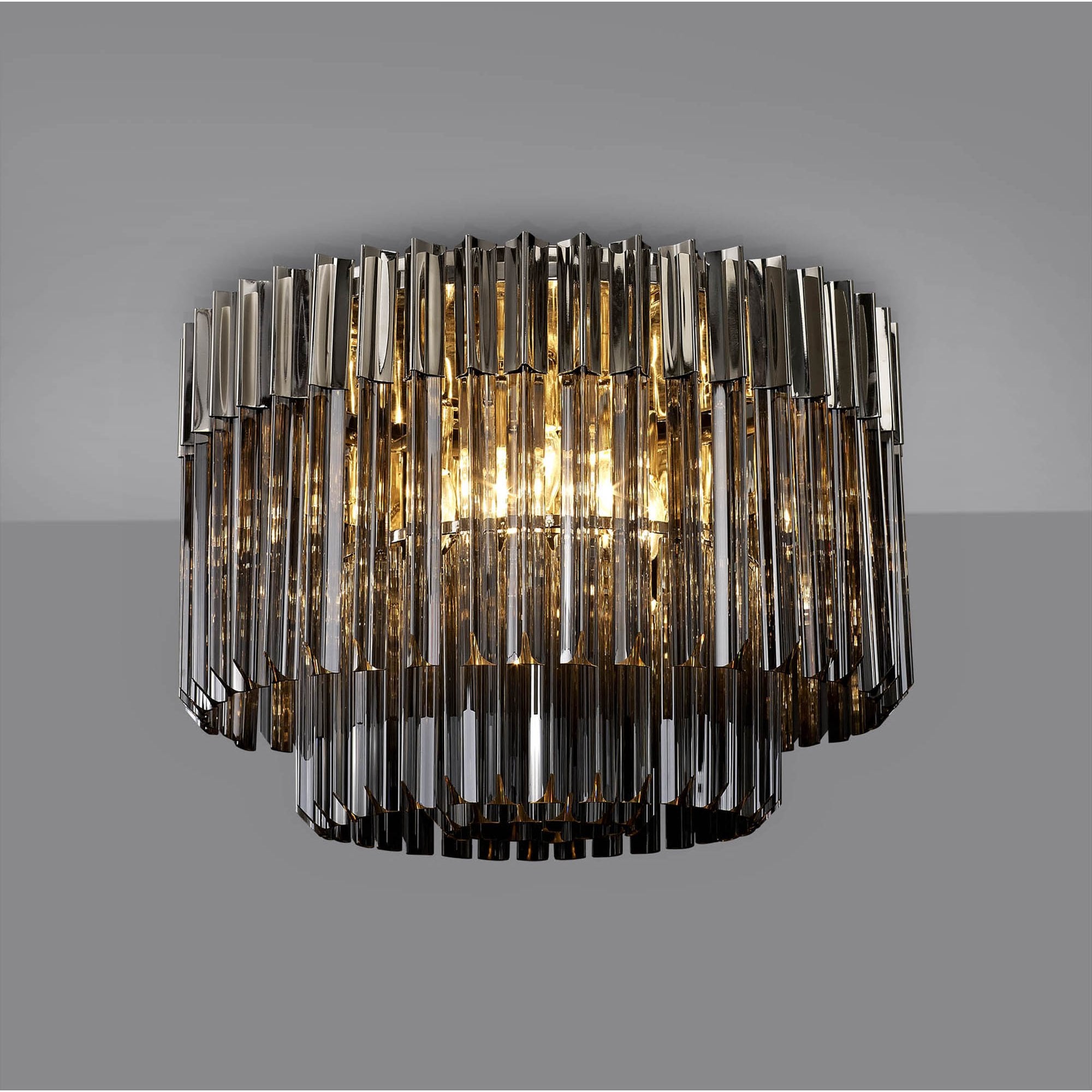 Donard Polished Nickel 7 Light Flush Fitting with Smoked Glass