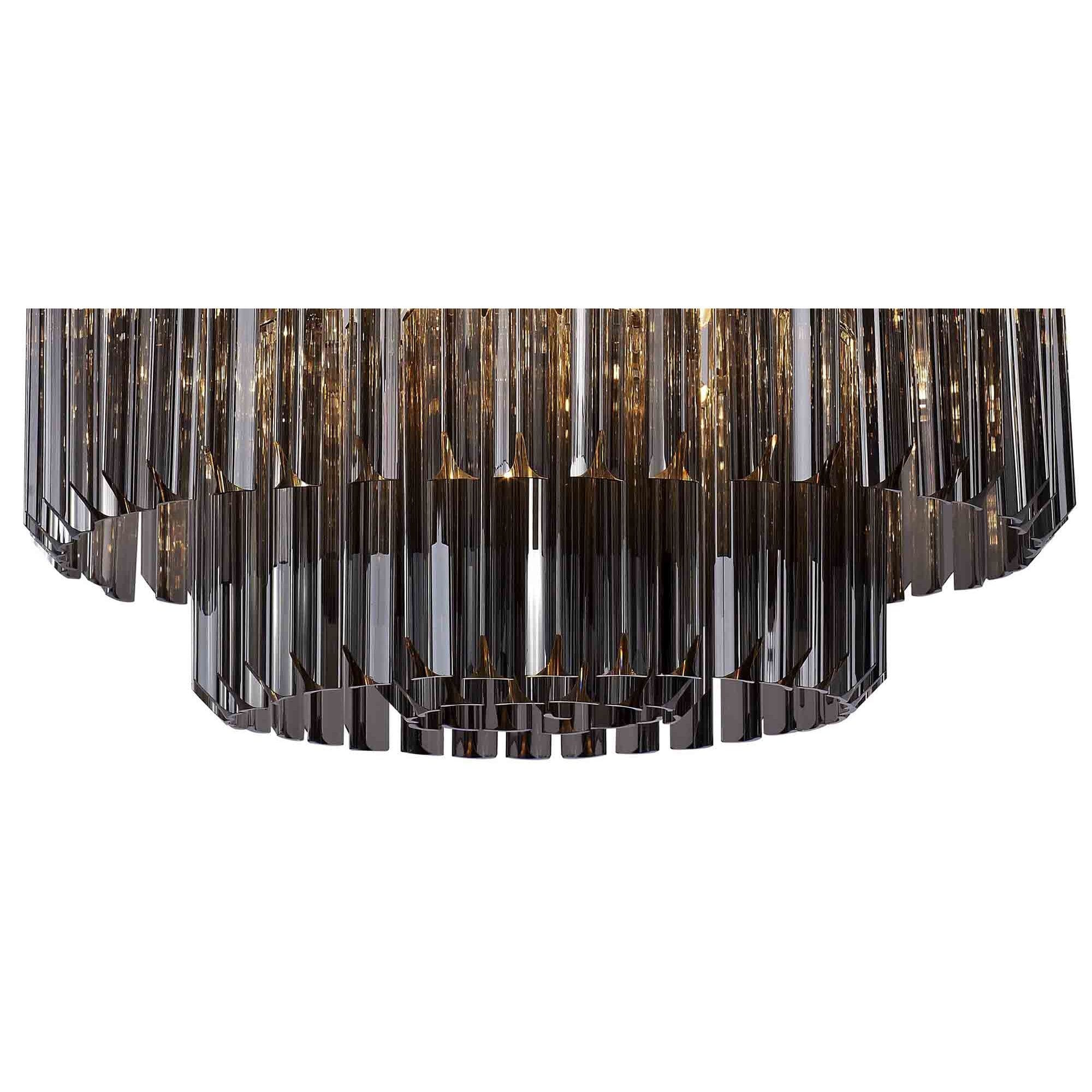 Donard Polished Nickel 7 Light Flush Fitting with Smoked Glass