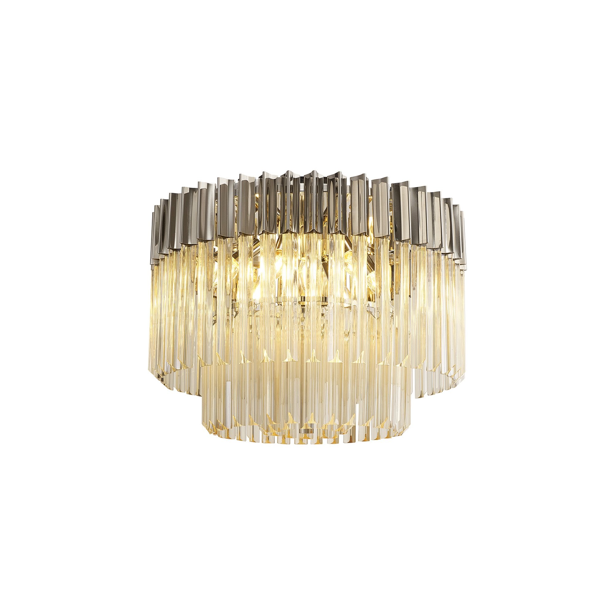 Donard Polished Nickel 7 Light Flush Fitting with Cognac Glass