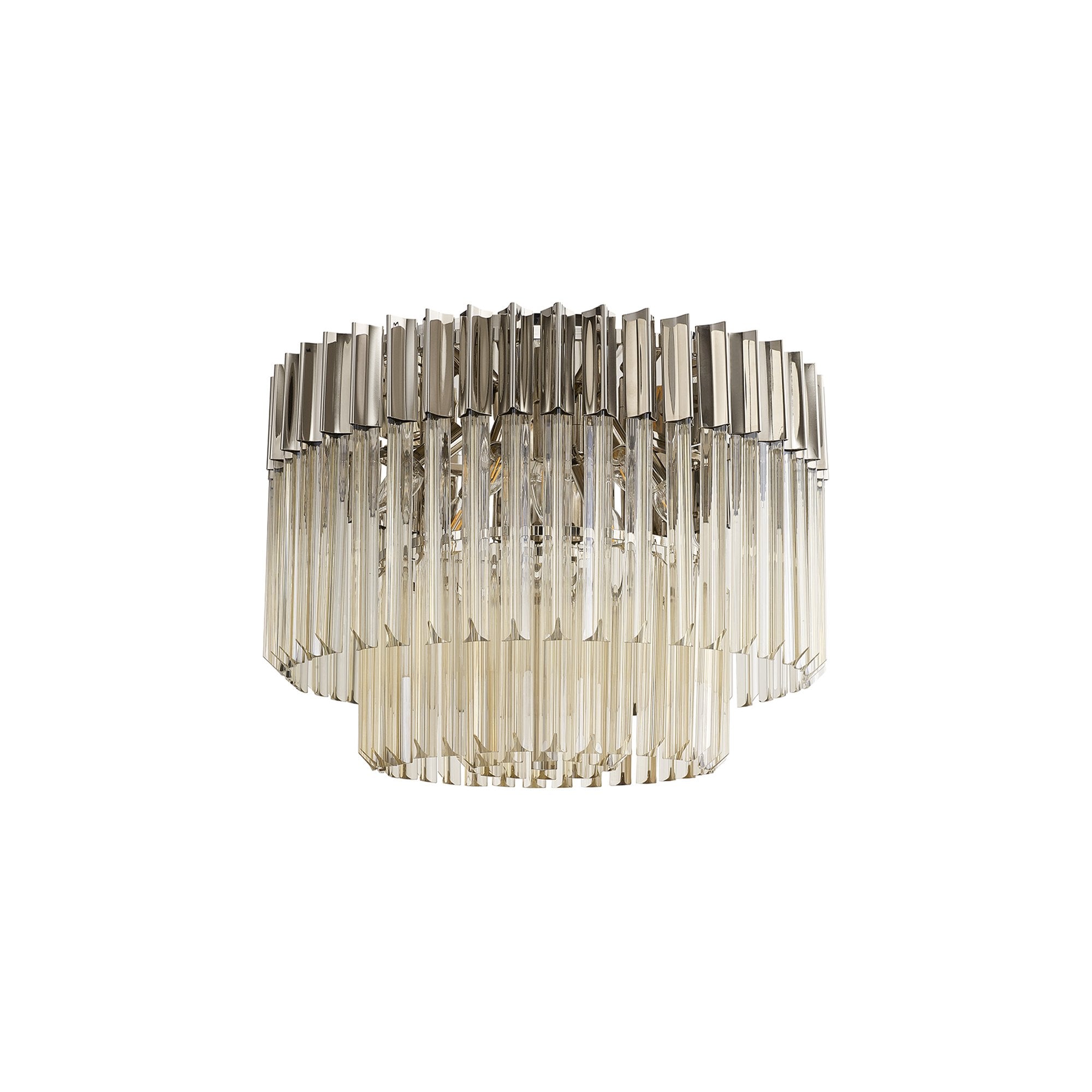 Donard Polished Nickel 7 Light Flush Fitting with Cognac Glass