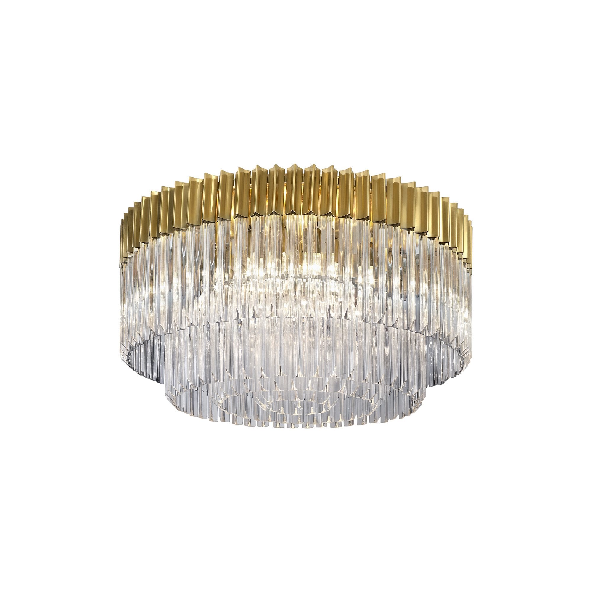 Donard Brass 12 Light Flush Fitting with Clear Glass