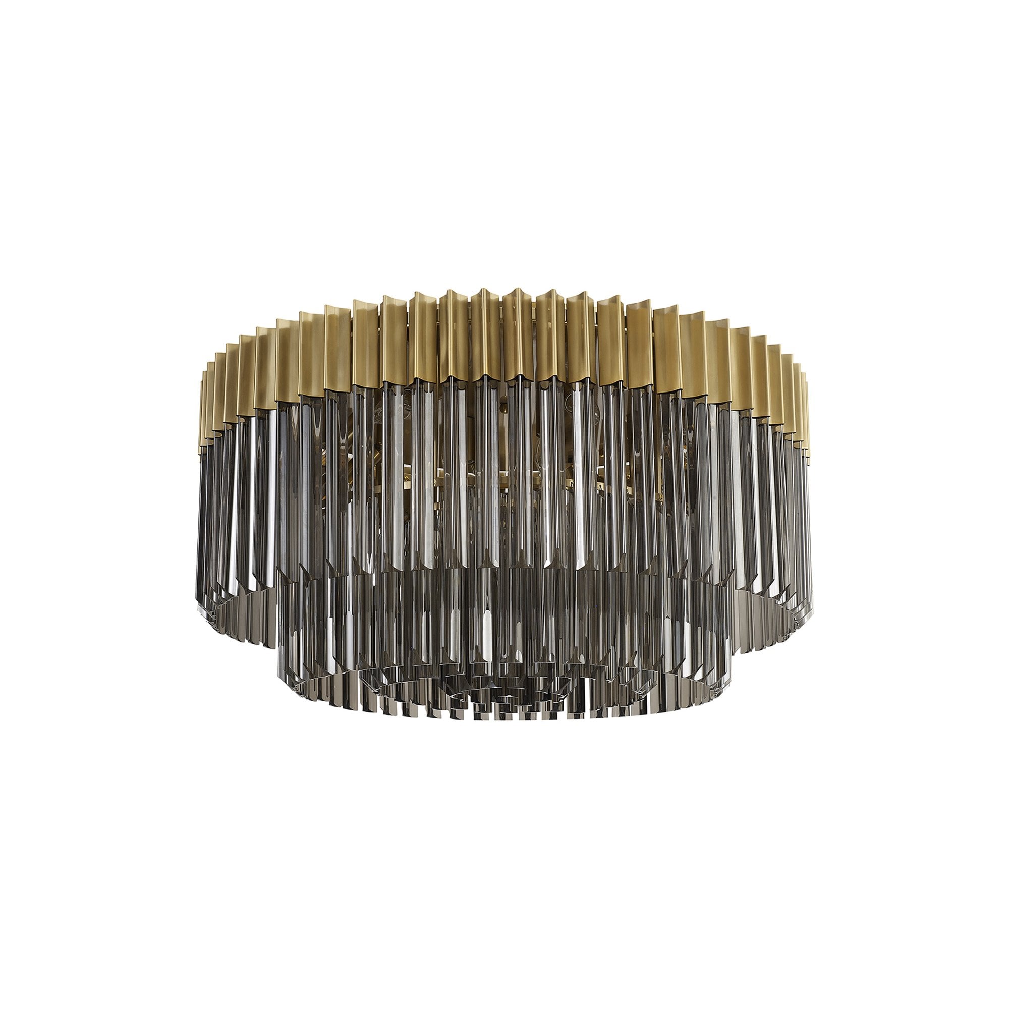 Donard Brass 12 Light Flush Fitting with Smoked Glass