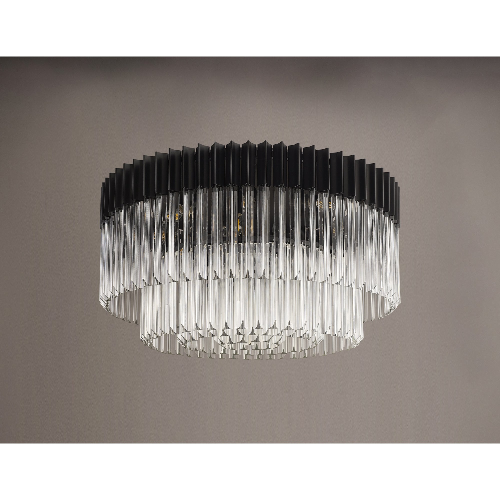 Donard Matt Black 12 Light Flush Fitting with Clear Glass