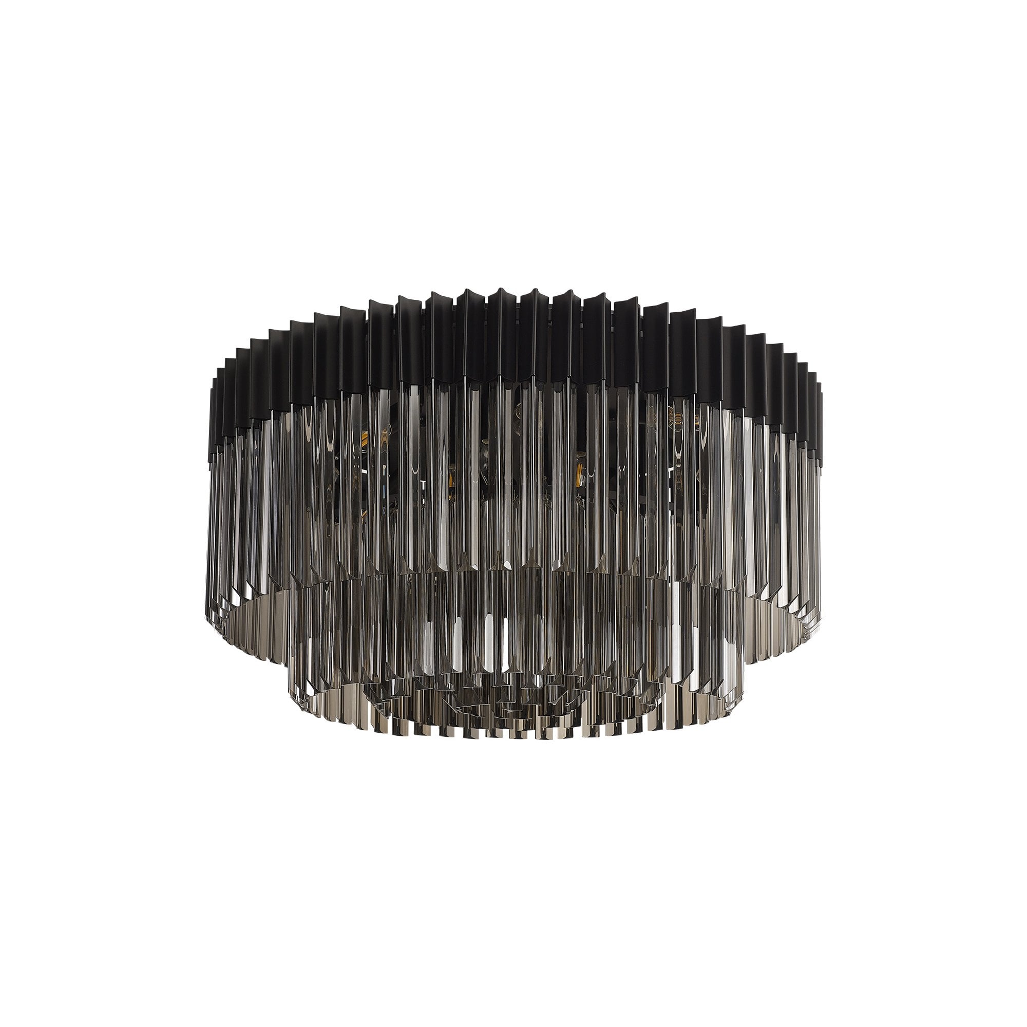 Donard Matt Black 12 Light Flush Fitting with Smoked Glass