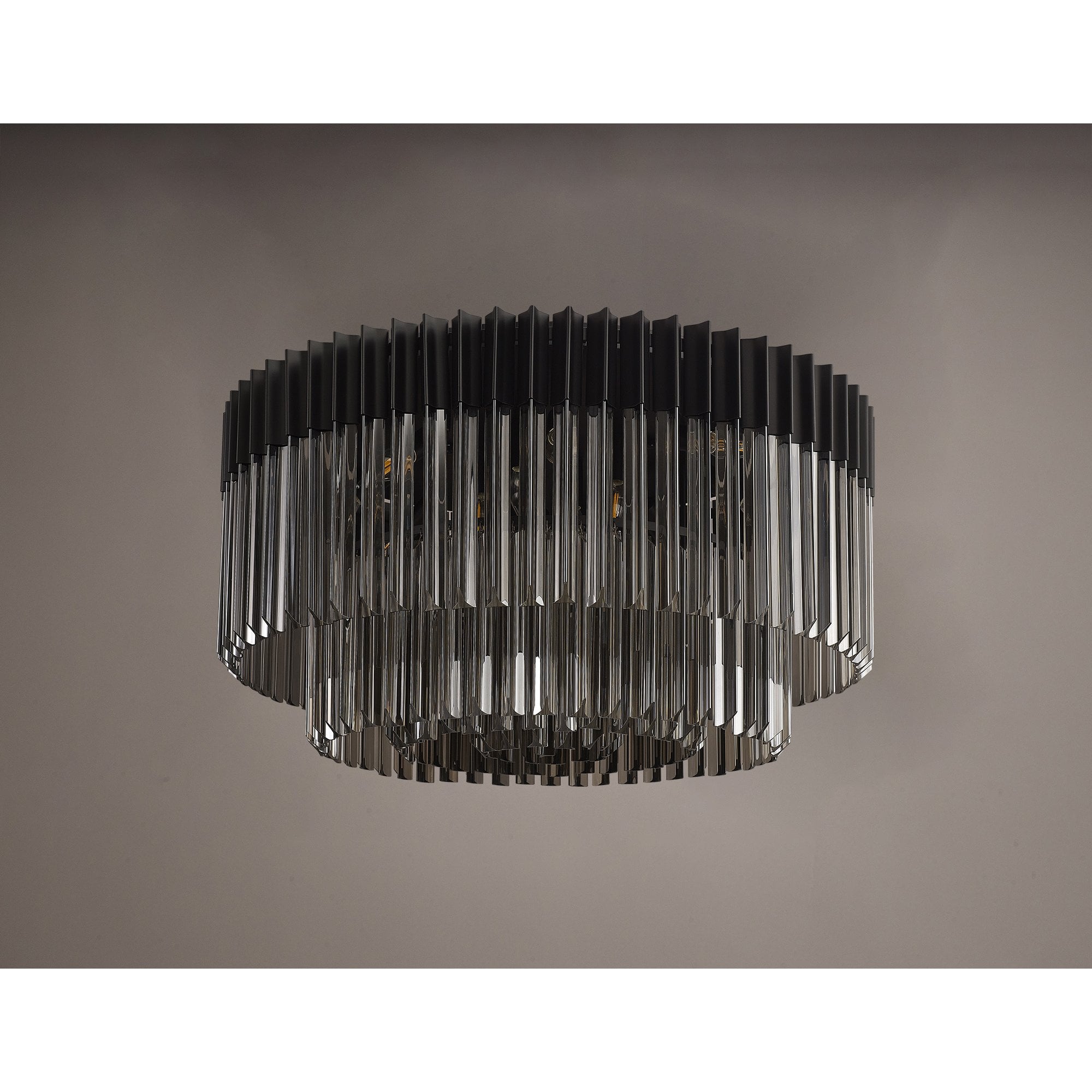 Donard Matt Black 12 Light Flush Fitting with Smoked Glass