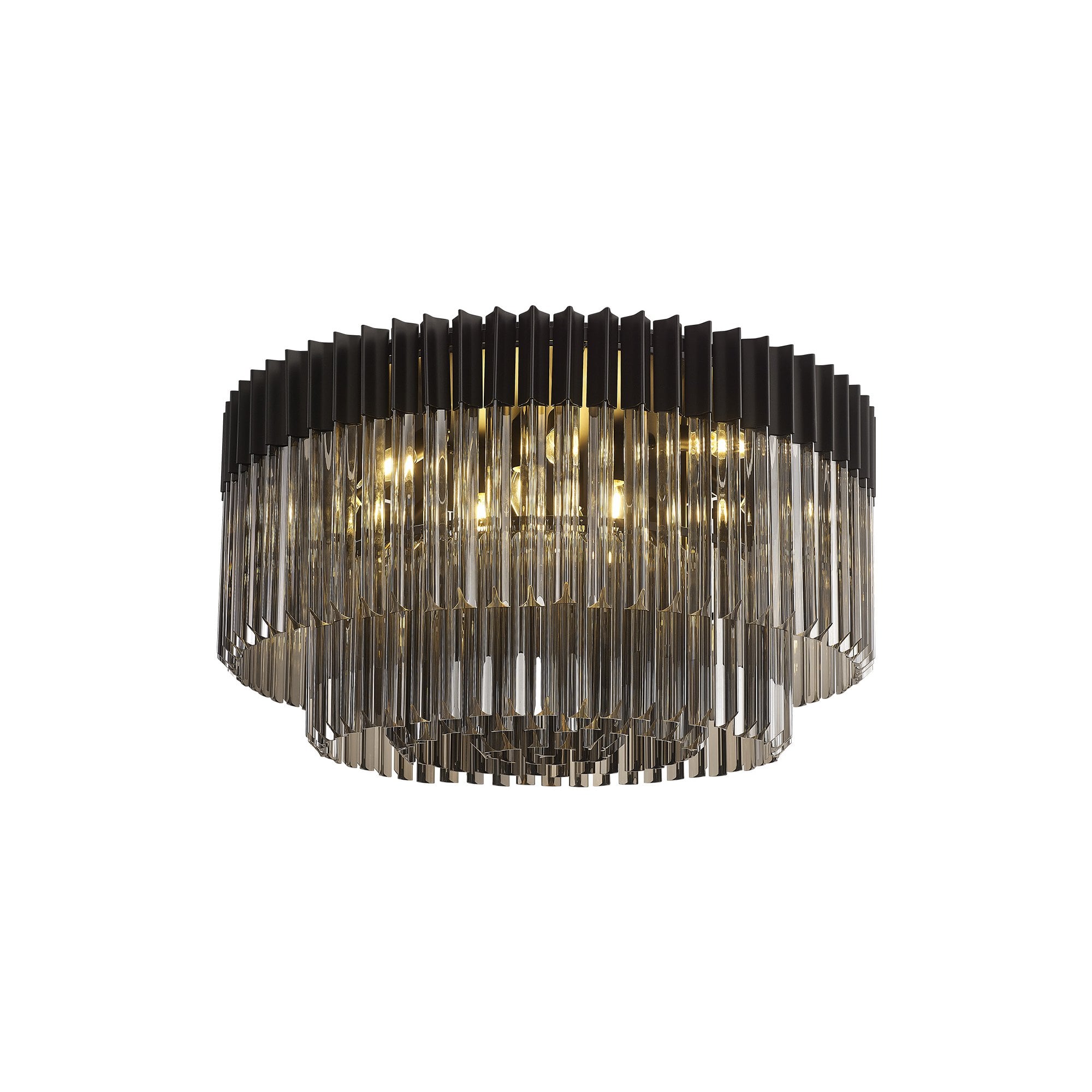 Donard Matt Black 12 Light Flush Fitting with Smoked Glass