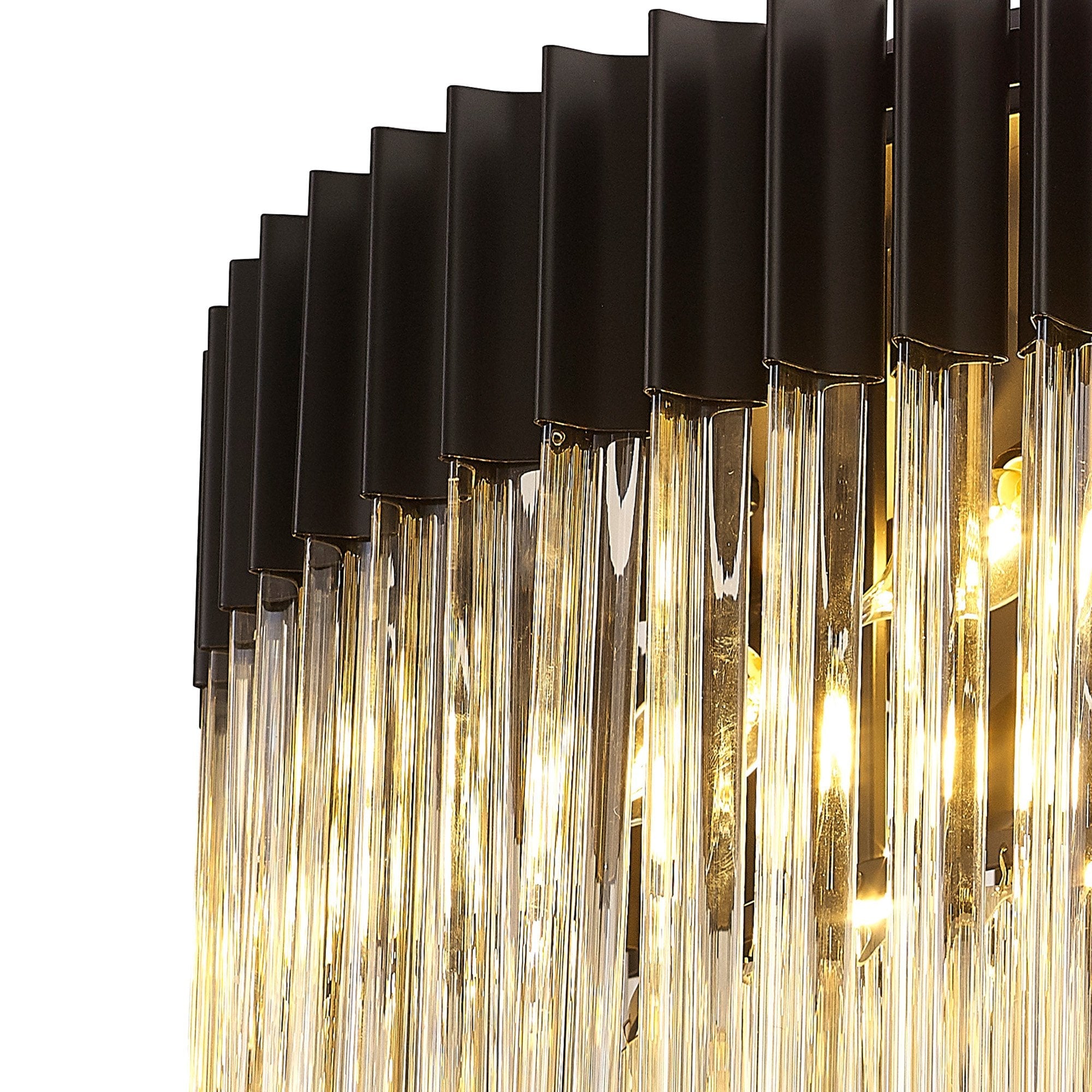 Donard Matt Black 12 Light Flush Fitting with Cognac Glass