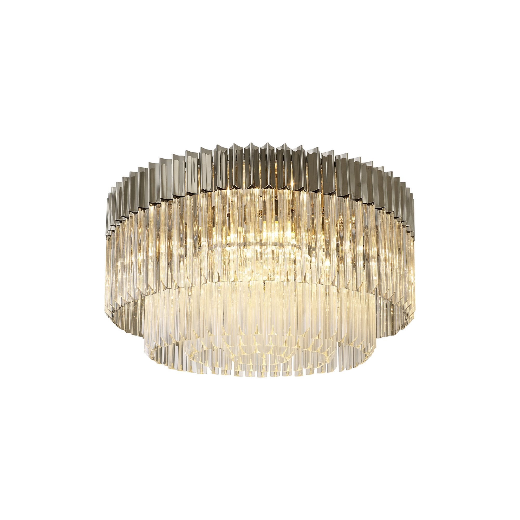 Donard Polished Nickel 12 Light Flush Fitting with Clear Glass