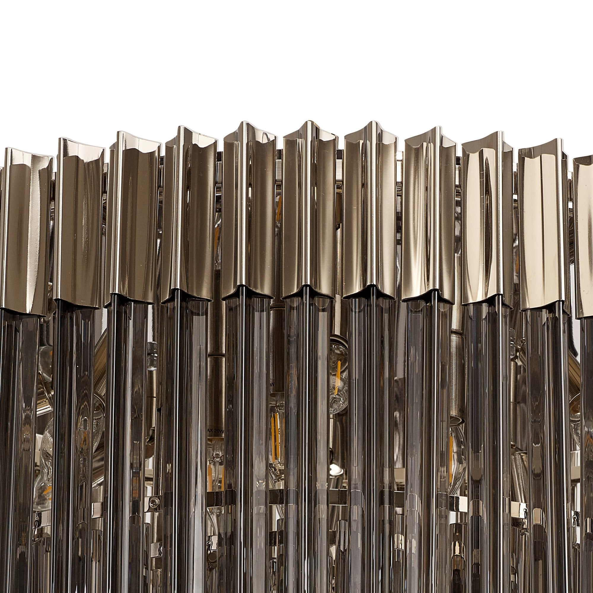 Donard Polished Nickel 12 Light Flush Fitting with Smoked Glass
