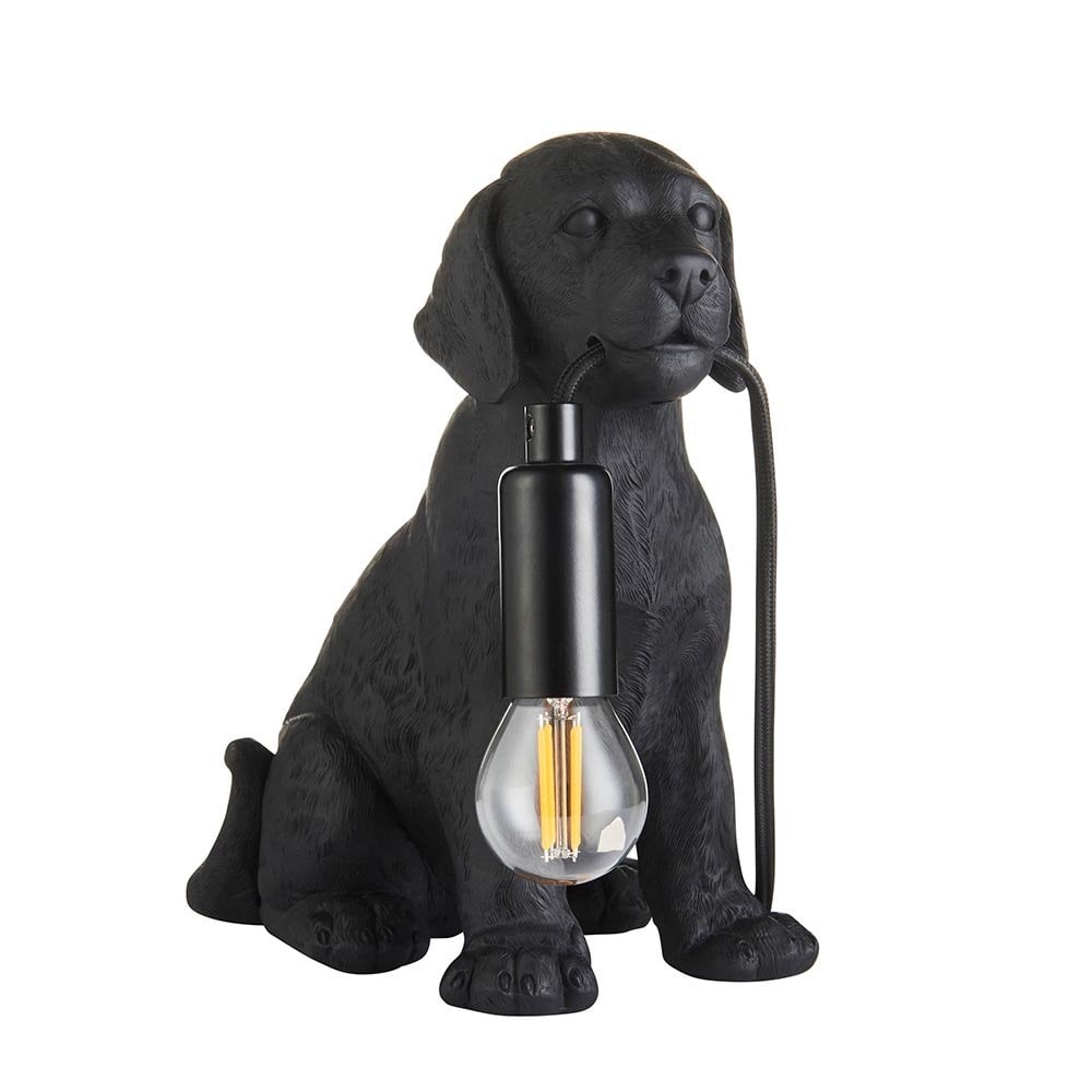 Labrador Puppy Table Lamp in Black Finish