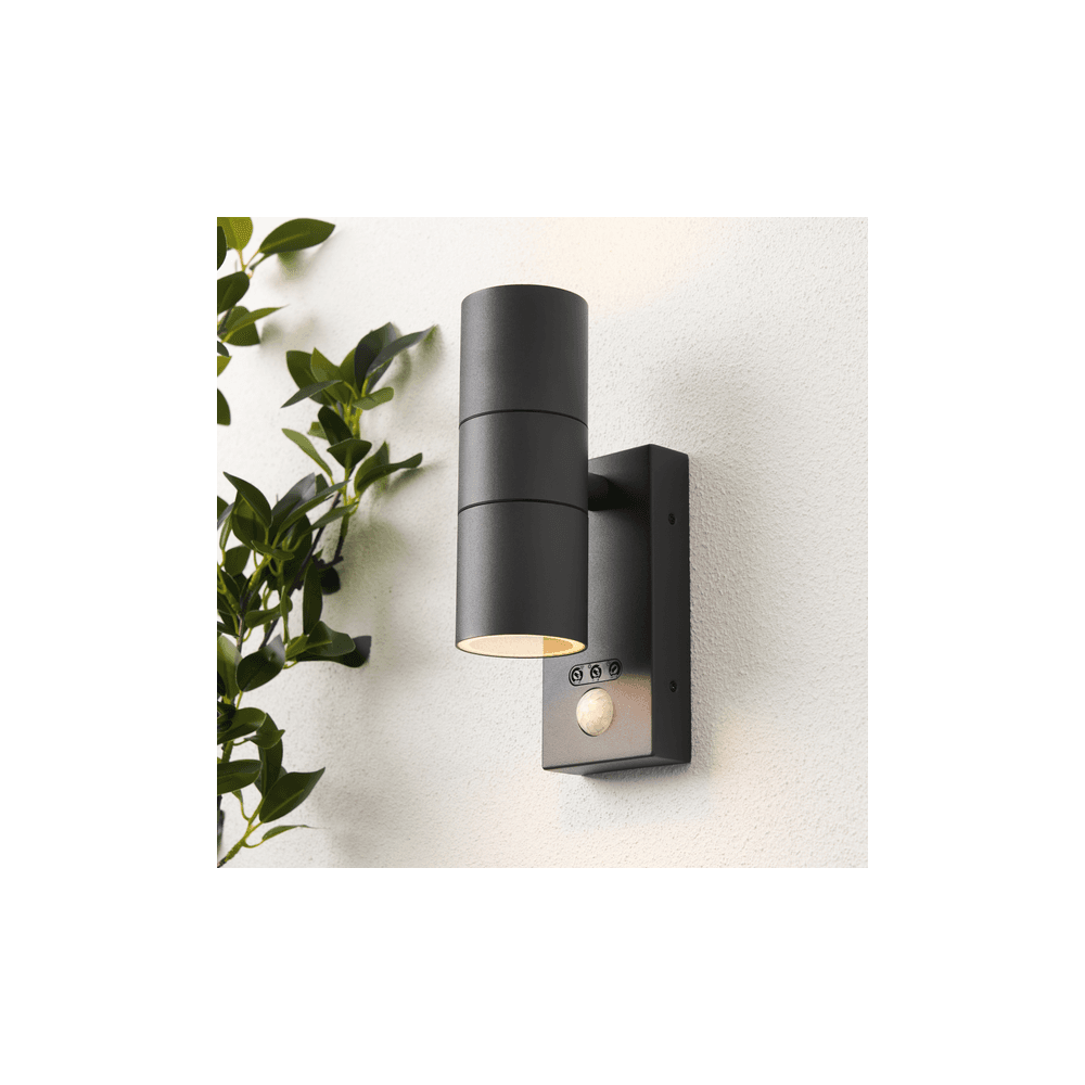 Leto Up and Down PIR Wall Light in Anthracite Finish