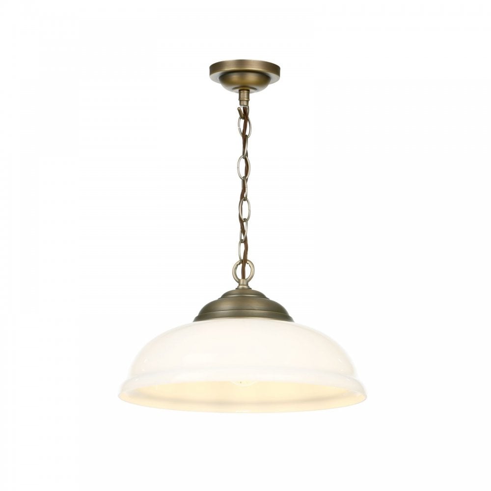 Webster Pendant Smoked Glass Antique Brass