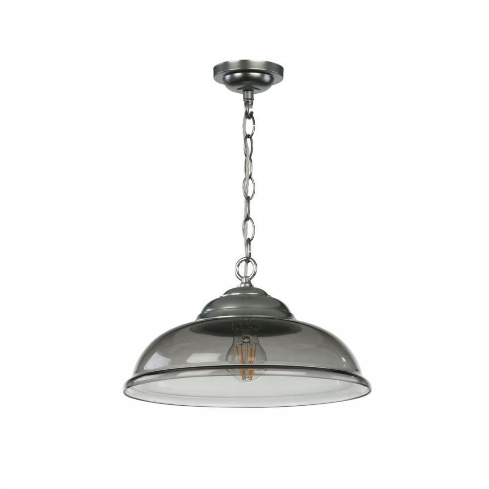 Webster Pendant Smoked Glass Chrome