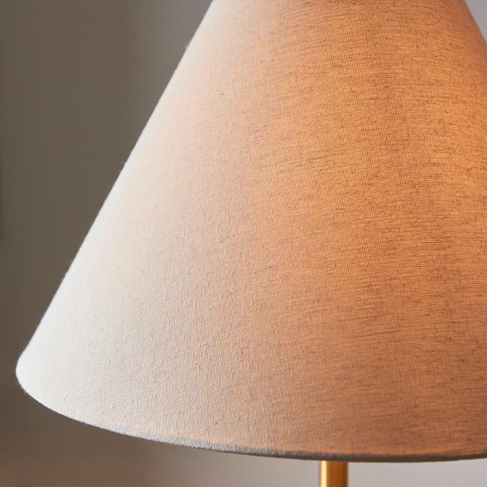 Ellie Aged Brass & Marble Floor Lamp C/W Fabric Shade