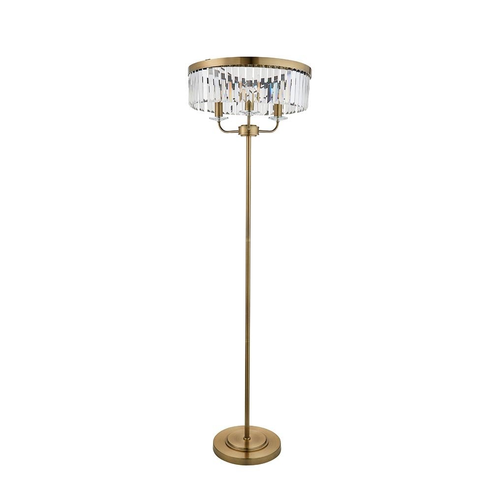 Carol Antique Brass & Crystal Floor Lamp