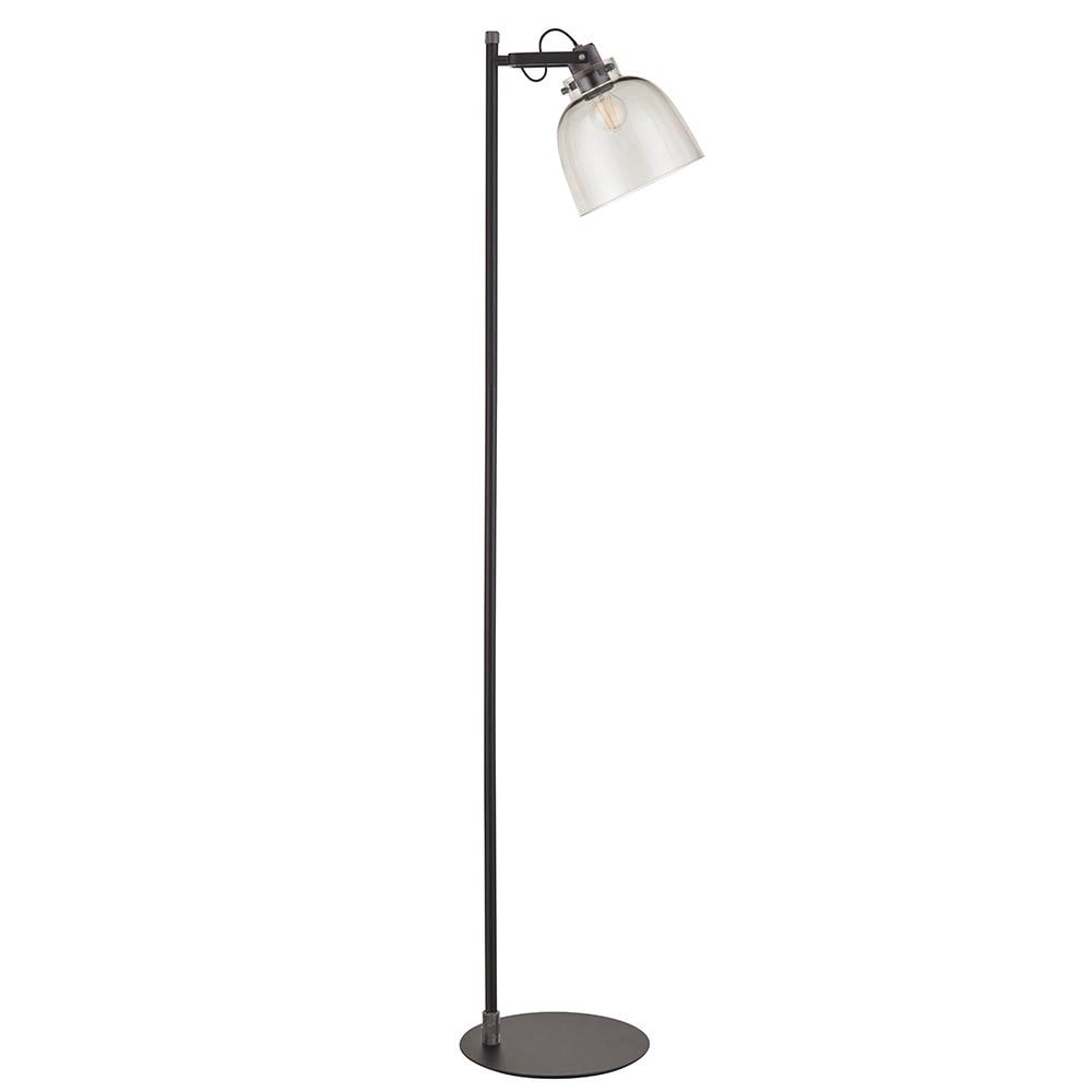 Belle Smoked Grey Floor Lamp in Black Finish