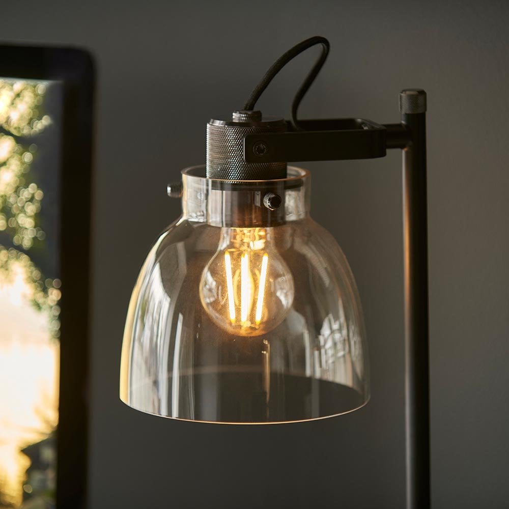 Urban Belle Smoked Grey Table Lamp in Black Finish