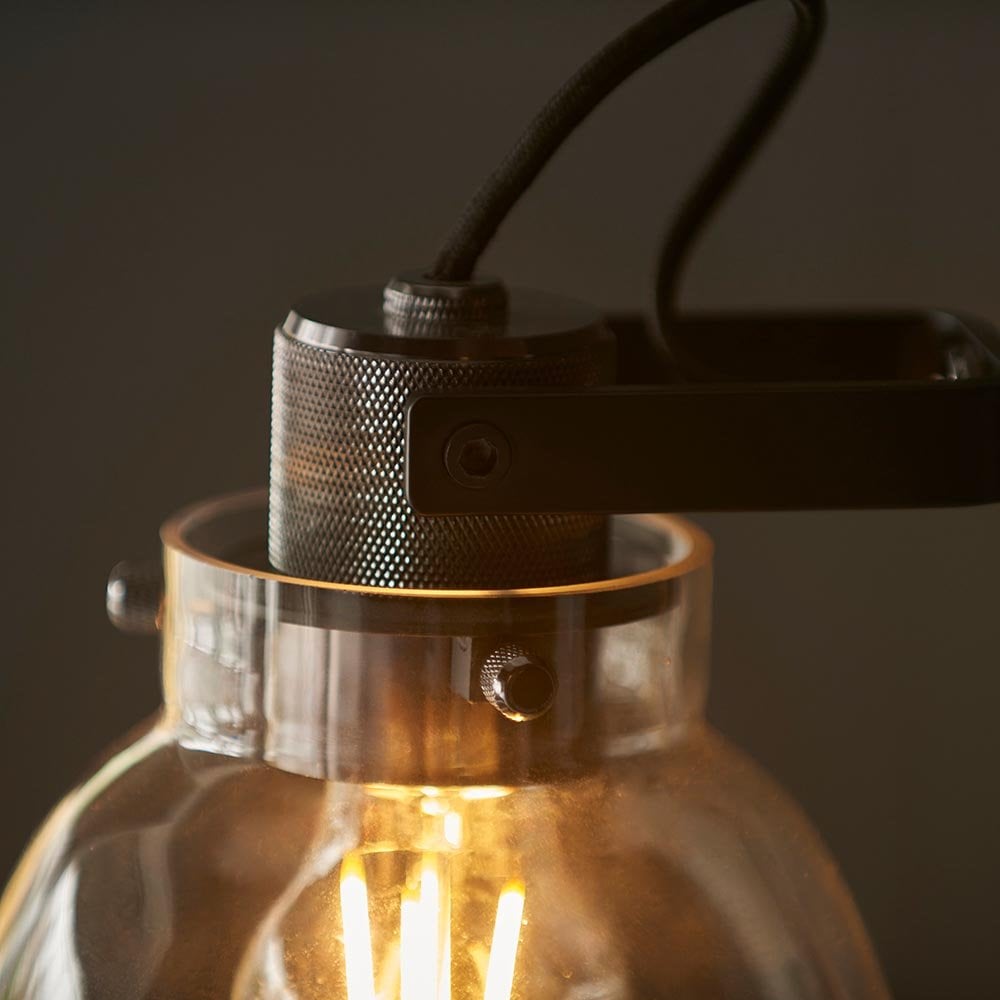 Urban Belle Smoked Grey Table Lamp in Black Finish