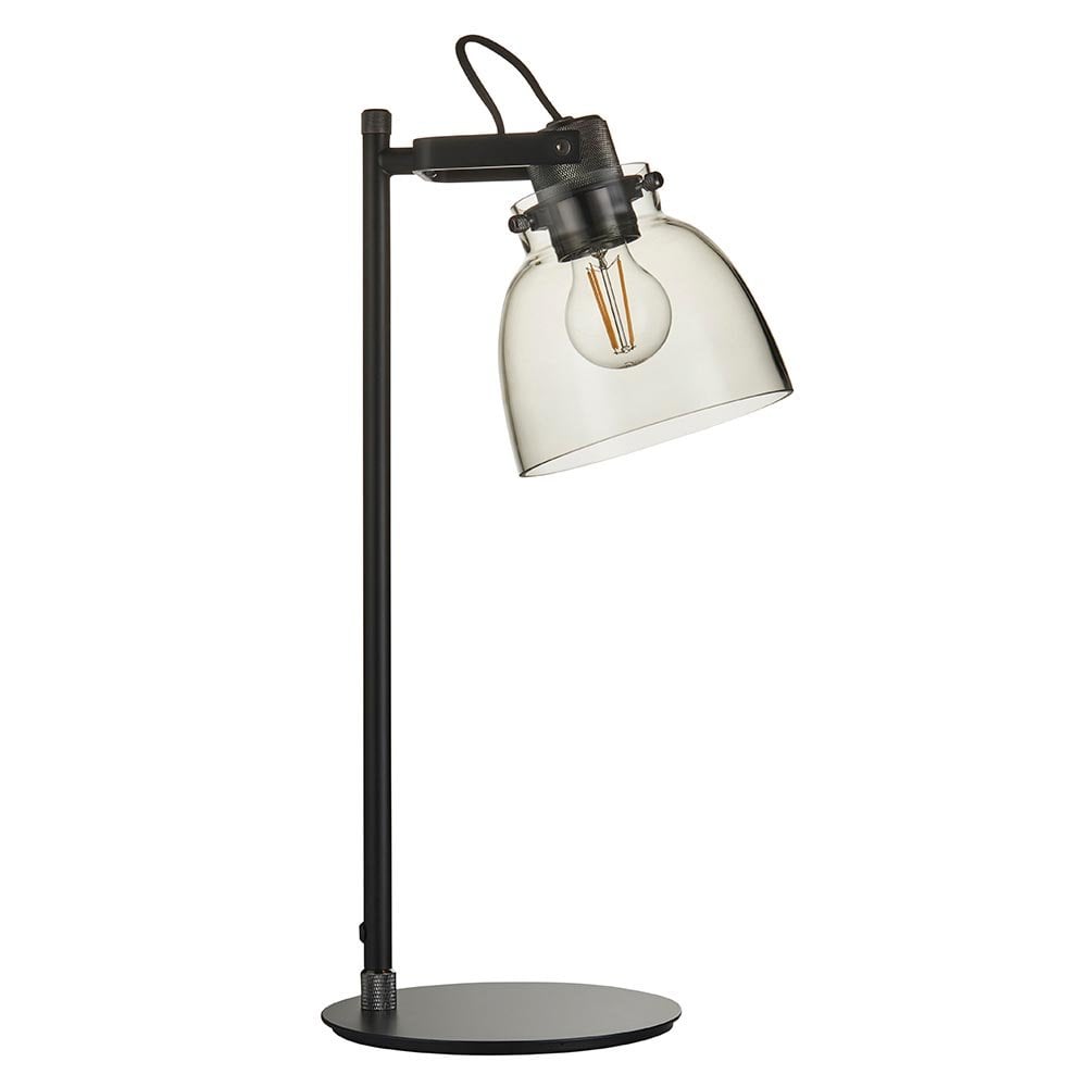 Urban Belle Smoked Grey Table Lamp in Black Finish