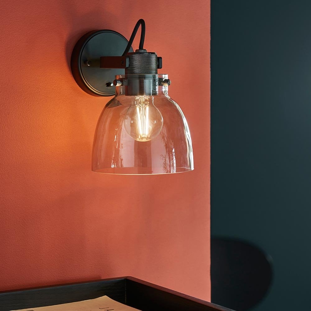 Urban Belle Smoked Grey Wall Light in Black Finish
