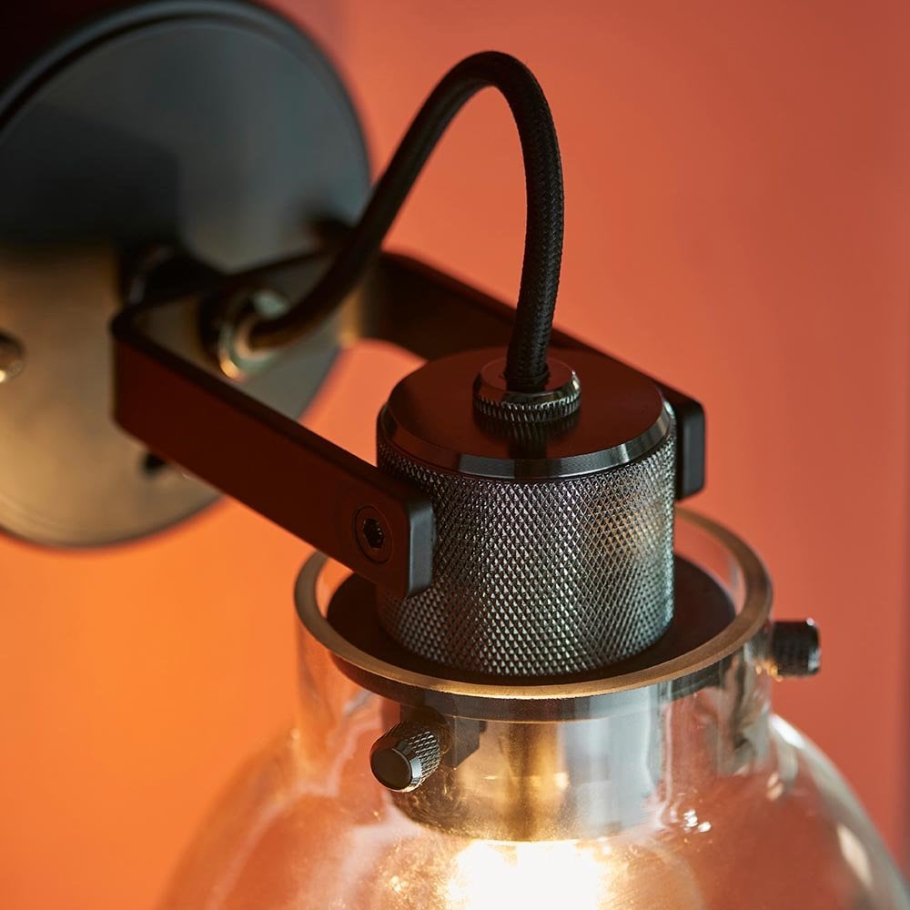 Urban Belle Smoked Grey Wall Light in Black Finish