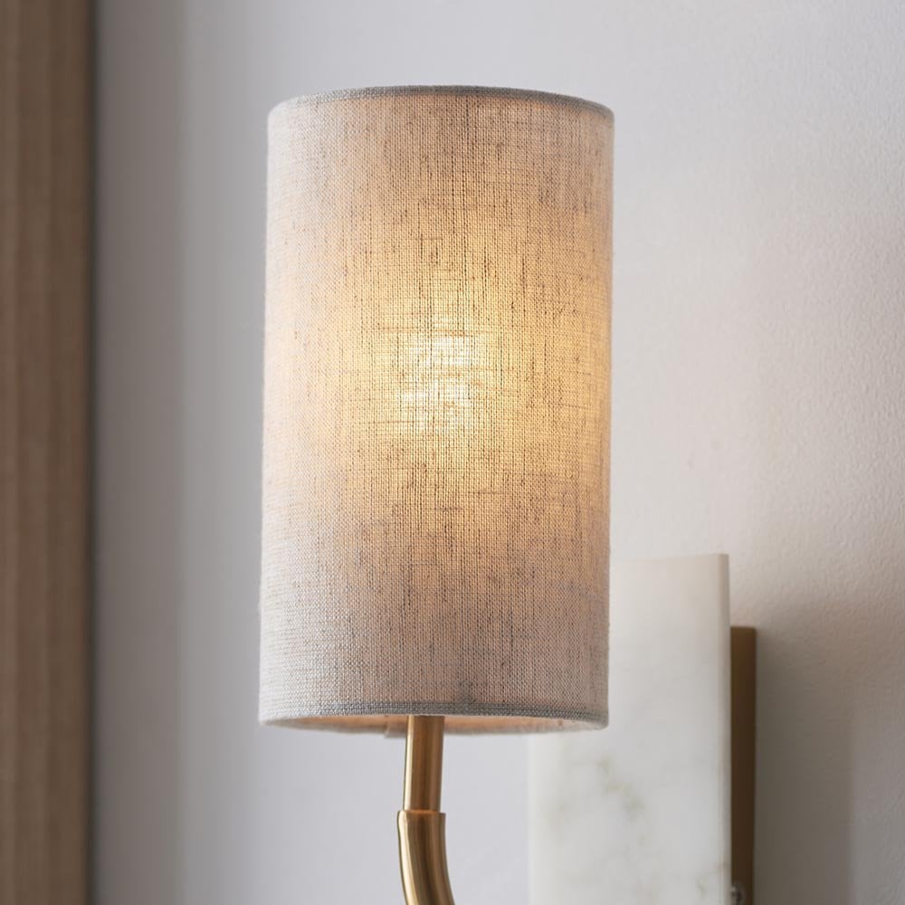 Ellie Curved Brass & Marble Wall Light with Cylinder Shade