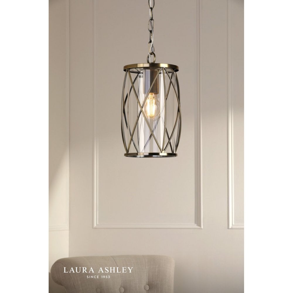 Beckworth Single Pendant in Antique Brass & Glass