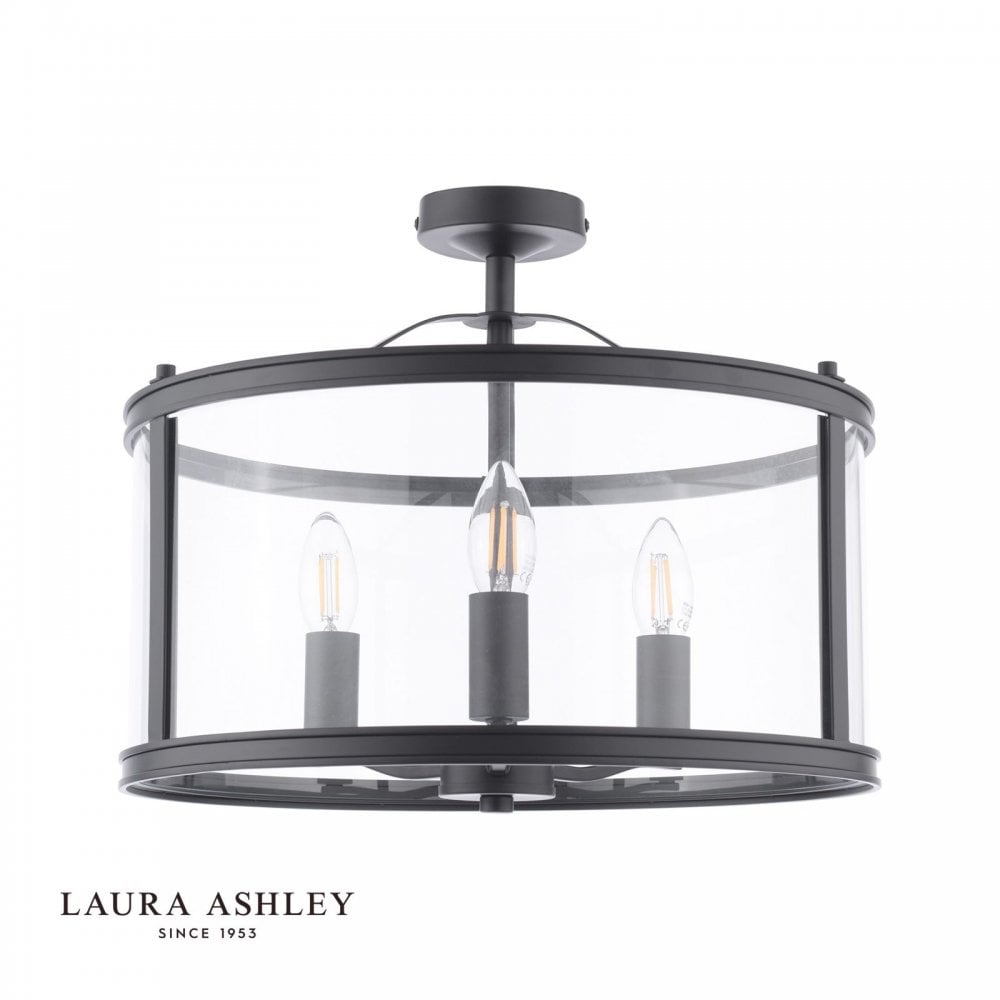 Harrington 3 Light Semi Flush in Matt Black