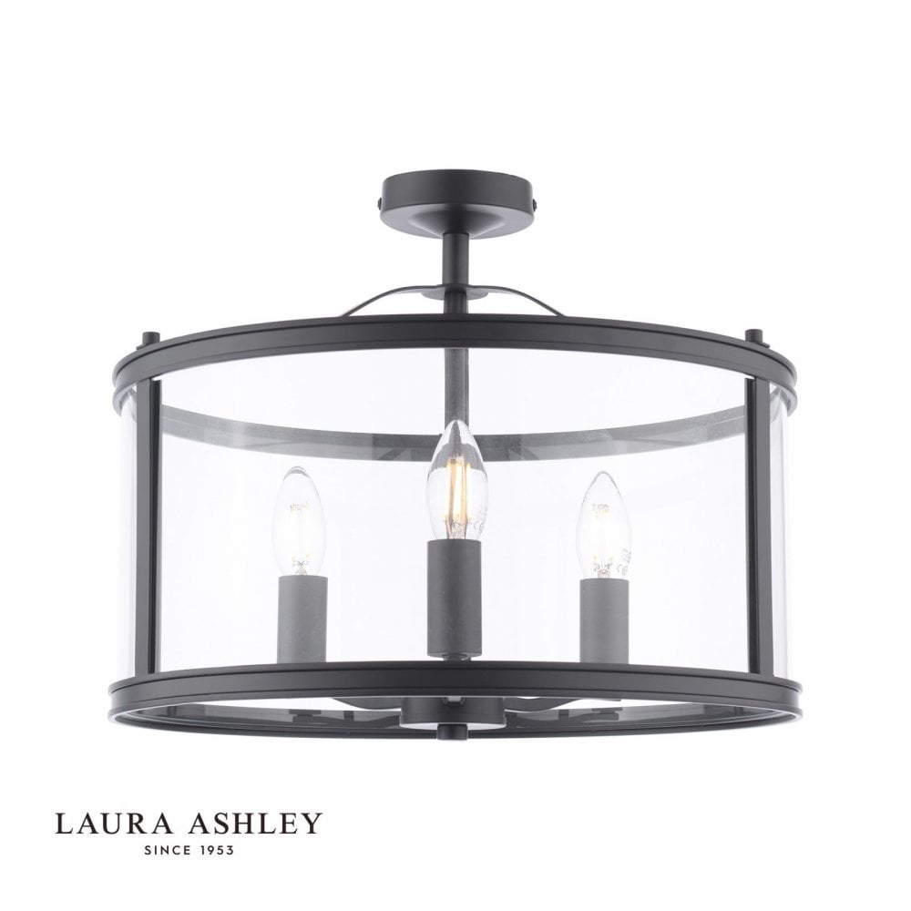 Harrington 3 Light Semi Flush in Matt Black
