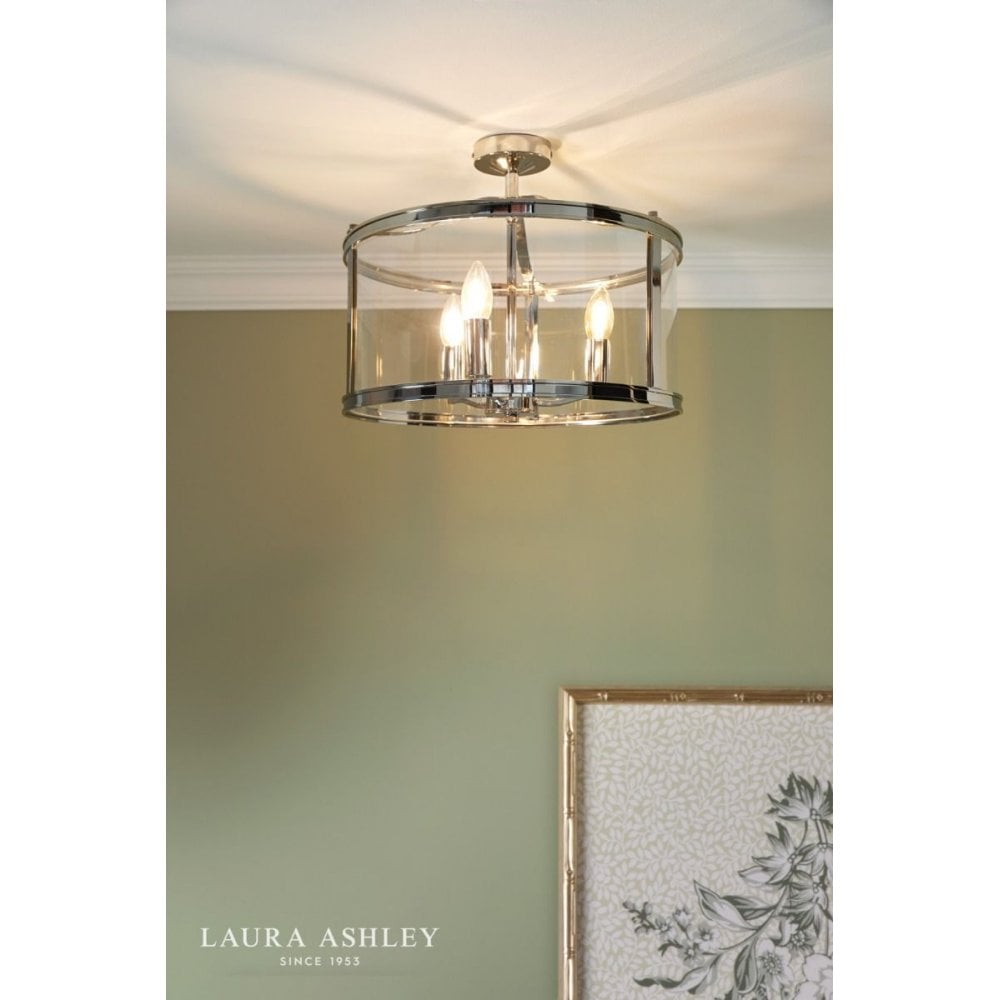 Harrington 3 Light Semi Flush in Polished Nickel