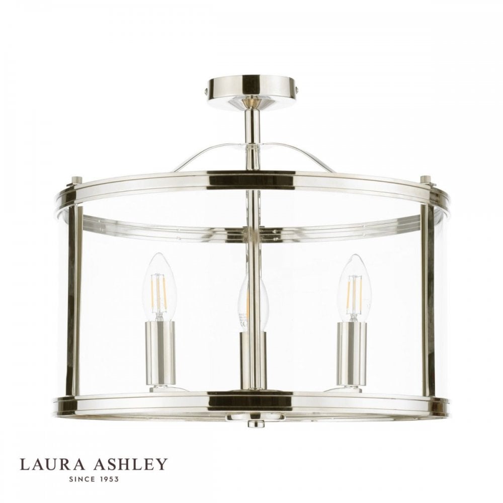 Harrington 3 Light Semi Flush in Polished Nickel