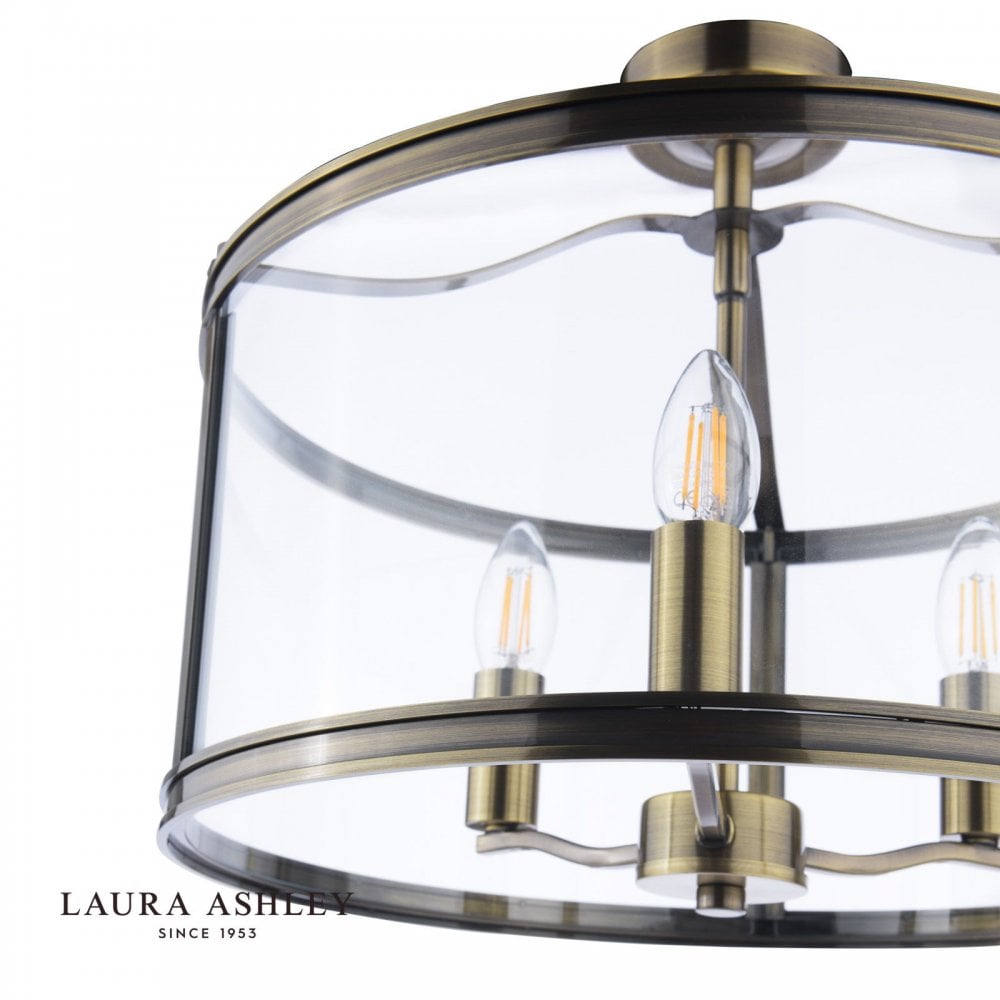Harrington 3 Light Semi Flush in Antique Brass
