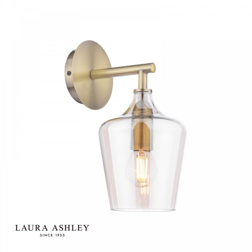 Ockley Antique Brass & Champagne Glass Wall Light
