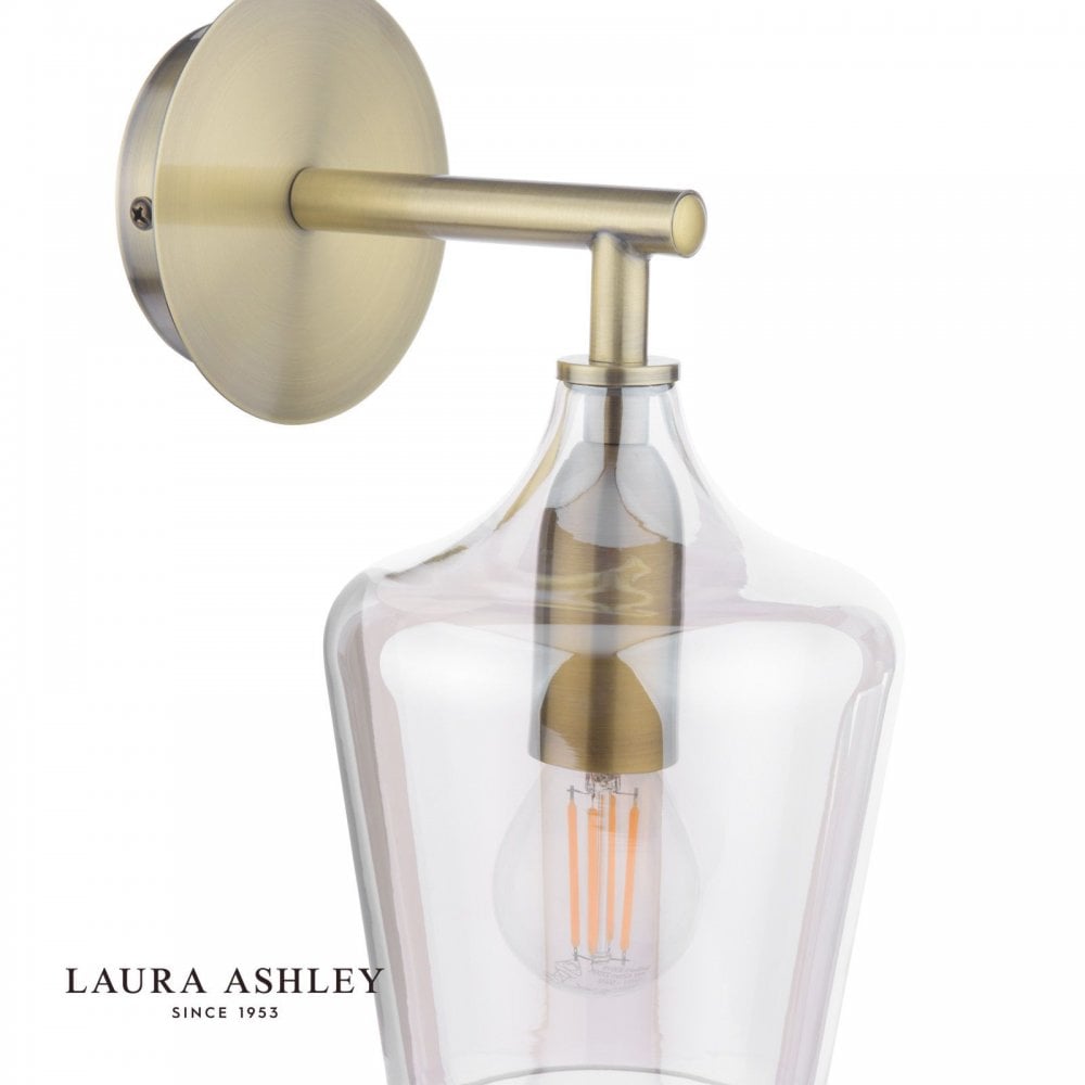 Ockley Antique Brass & Champagne Glass Wall Light