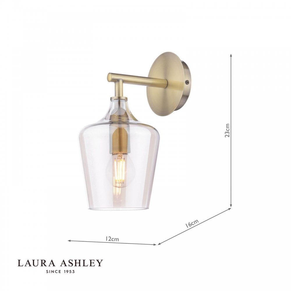 Ockley Antique Brass & Champagne Glass Wall Light
