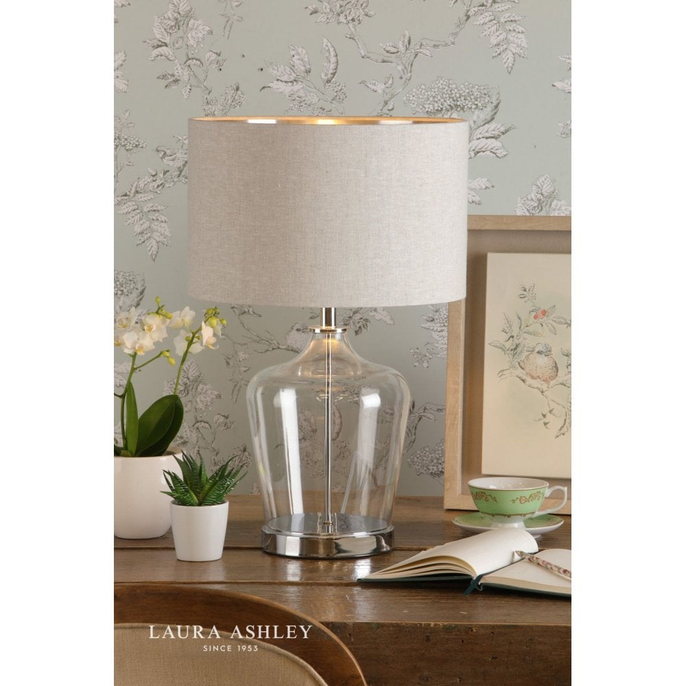 Laura Ashley Ockley Touch Table Lamp Polished Chrome & Glass With Shade