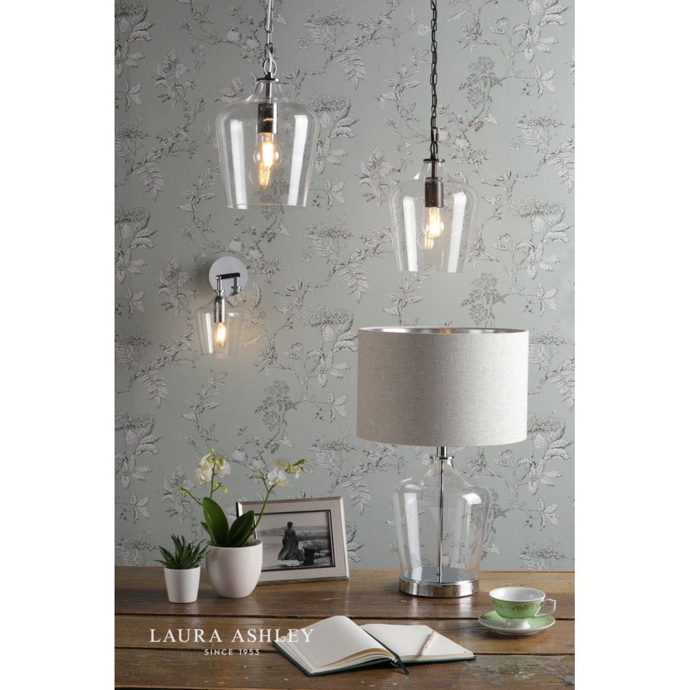 Laura Ashley Ockley Touch Table Lamp Polished Chrome & Glass With Shade