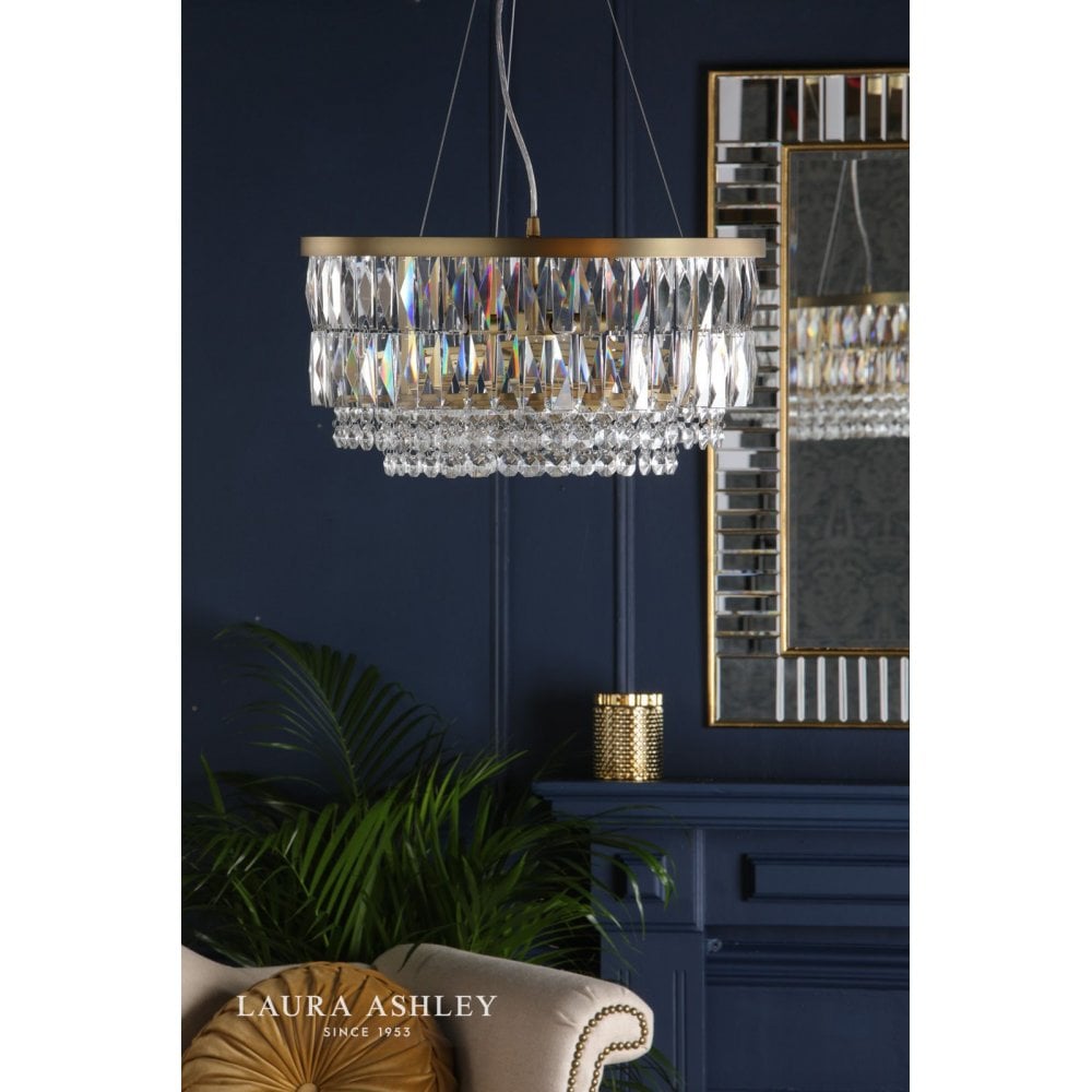 Rhosill 4 Light Pendant Glass & Antique Brass