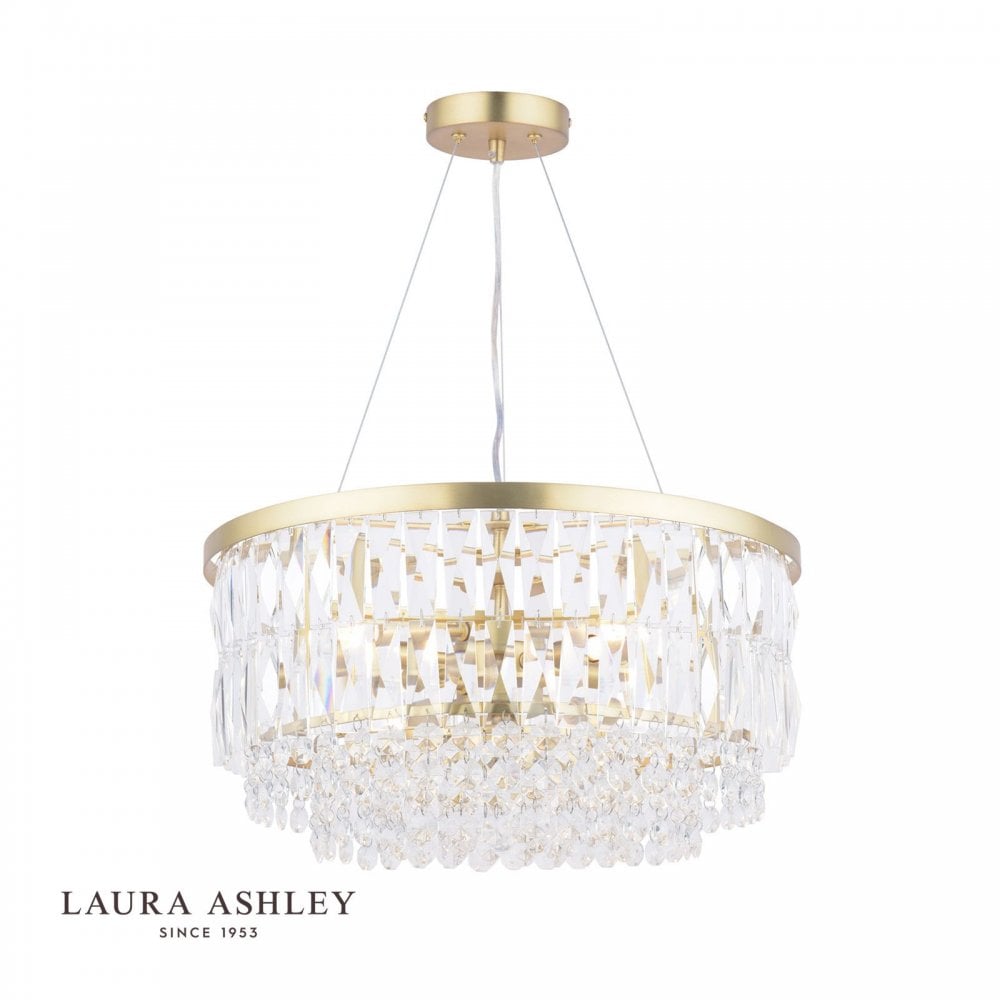 Rhosill 4 Light Pendant Glass & Antique Brass