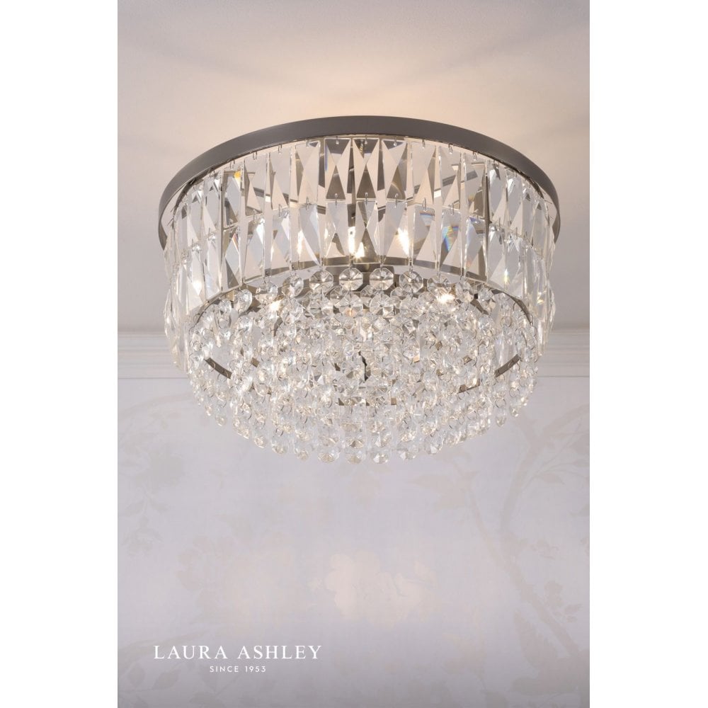 Rhosill 3 Light Semi Flush Glass & Aged Pewter