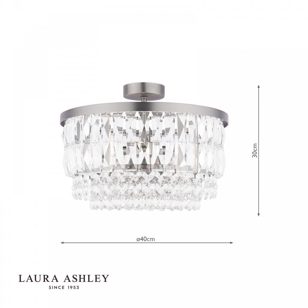 Rhosill 3 Light Semi Flush Glass & Aged Pewter