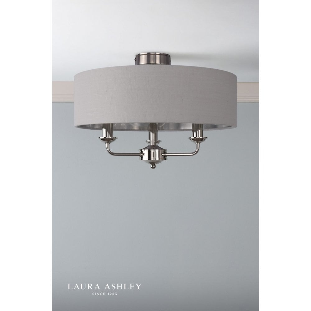 Sorrento Polished Nickel Semi Flush Light C/W Silver Shade