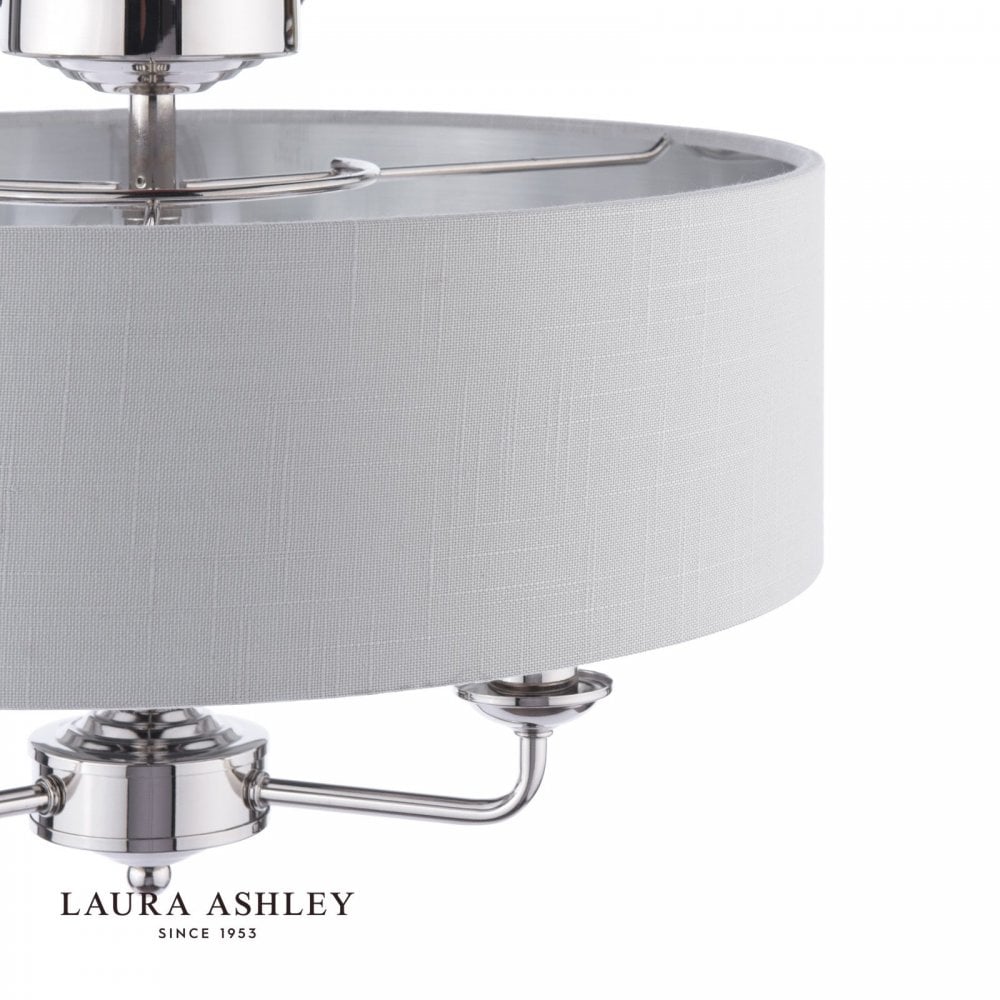 Sorrento Polished Nickel Semi Flush Light C/W Silver Shade