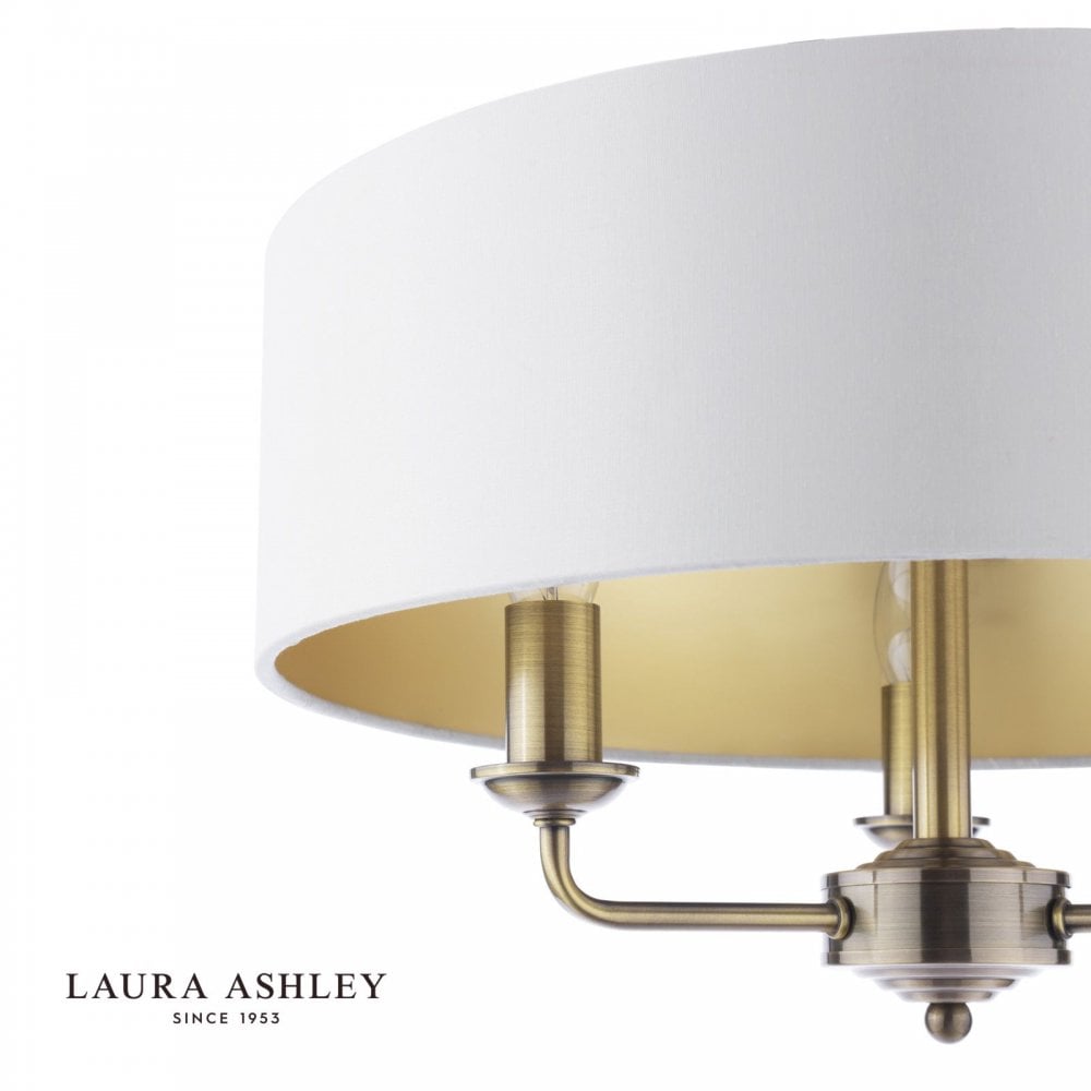 Sorrento Antique Brass Semi Flush C/W Ivory Shade