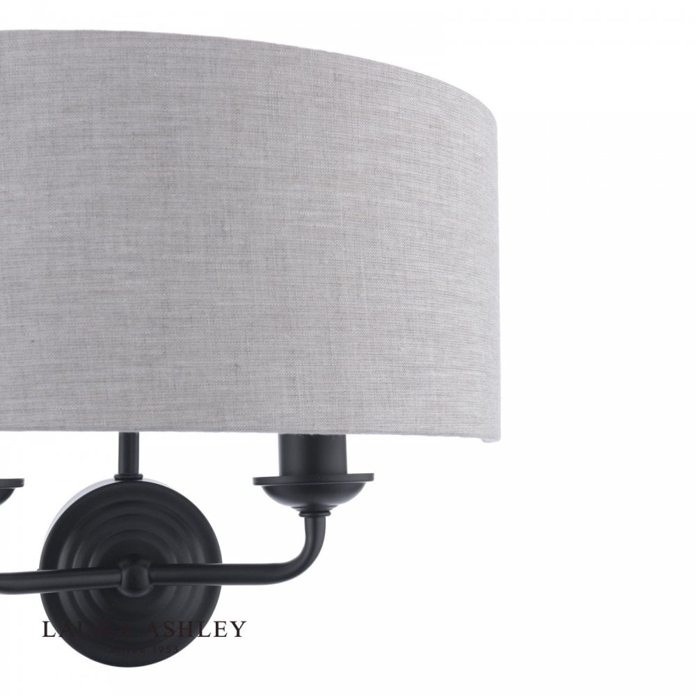 Sorrento Double Wall Light in Matt Black C/W Natural Shade