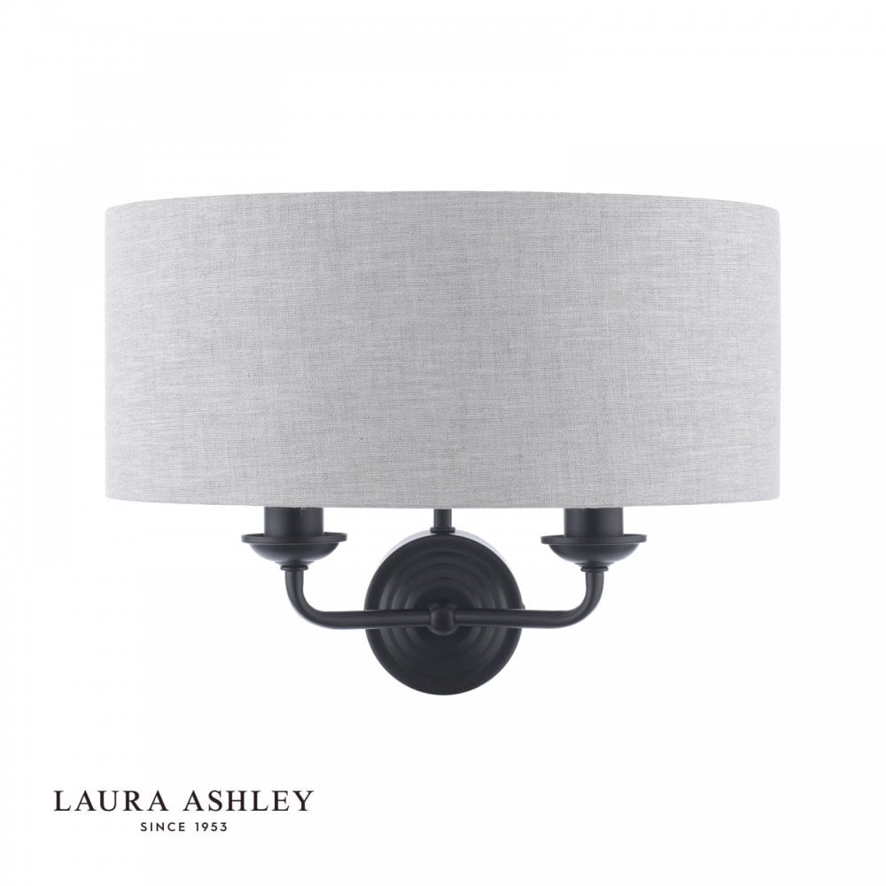 Sorrento Double Wall Light in Matt Black C/W Natural Shade