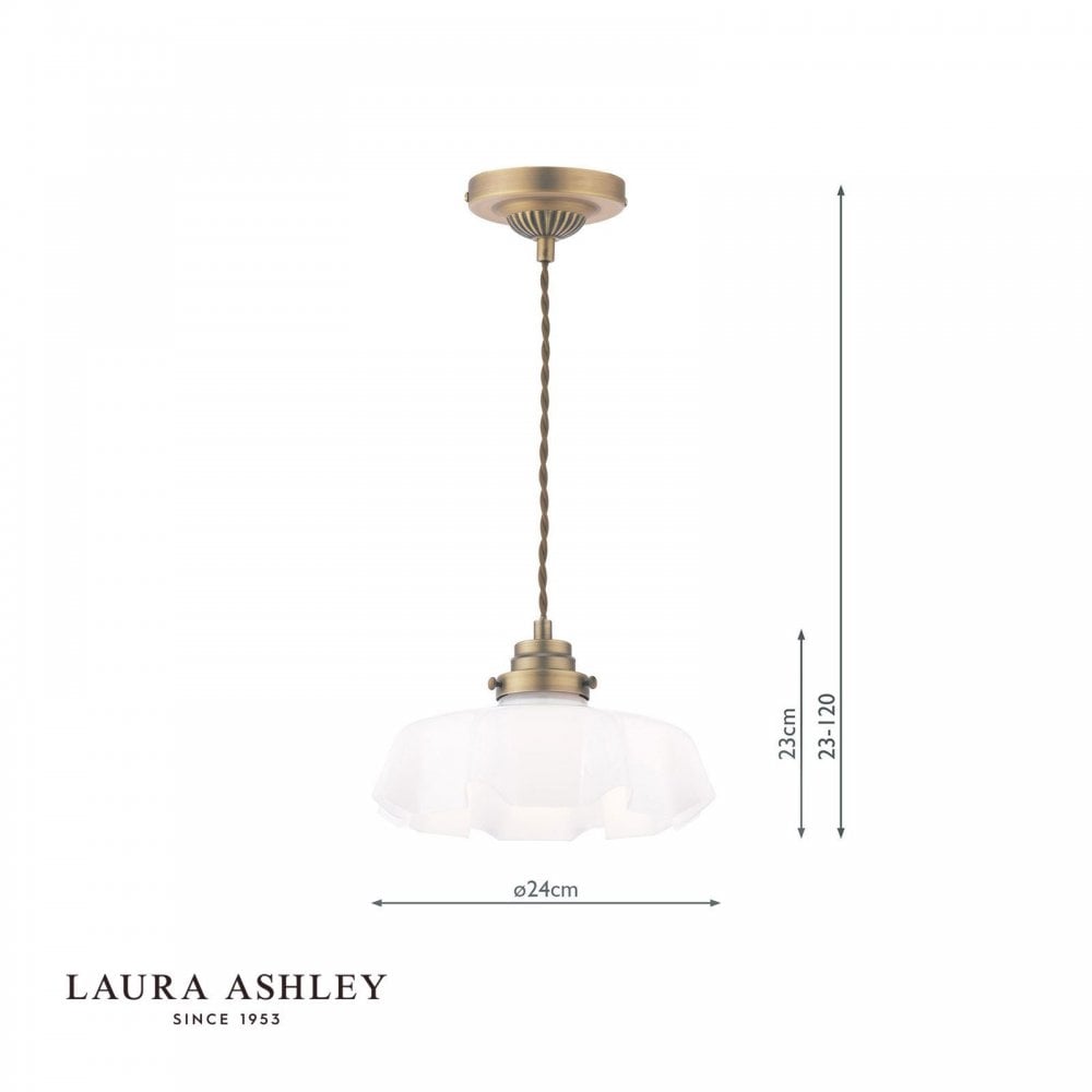 Banham Antique Brass & White Glass Pendant