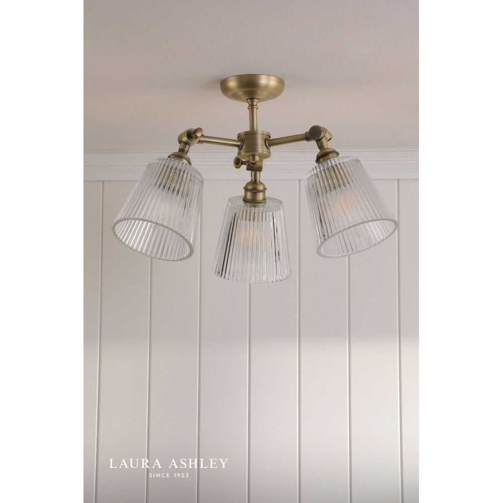 Callaghan Antique Brass 3 Light Semi Flush Fitting