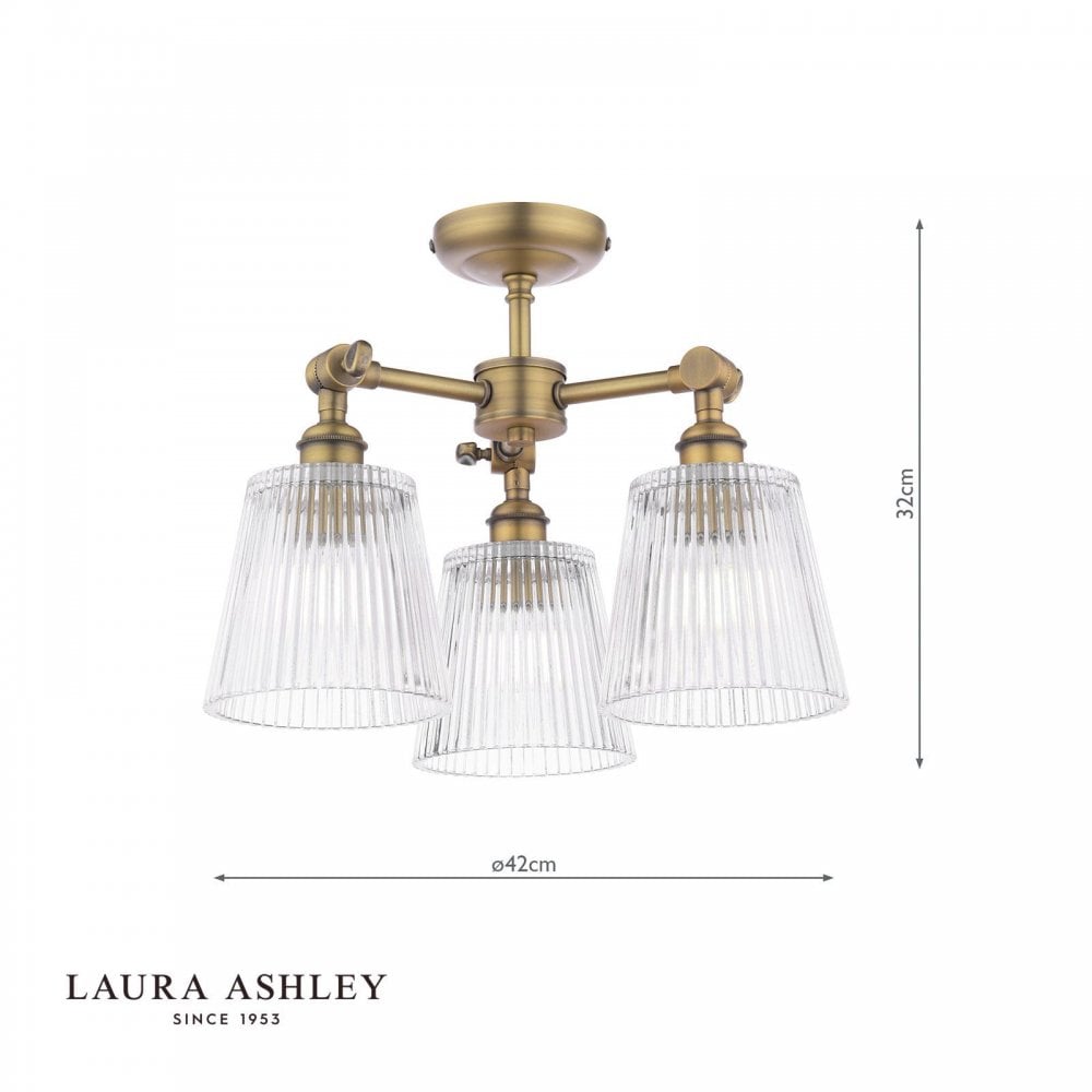Callaghan Antique Brass 3 Light Semi Flush Fitting